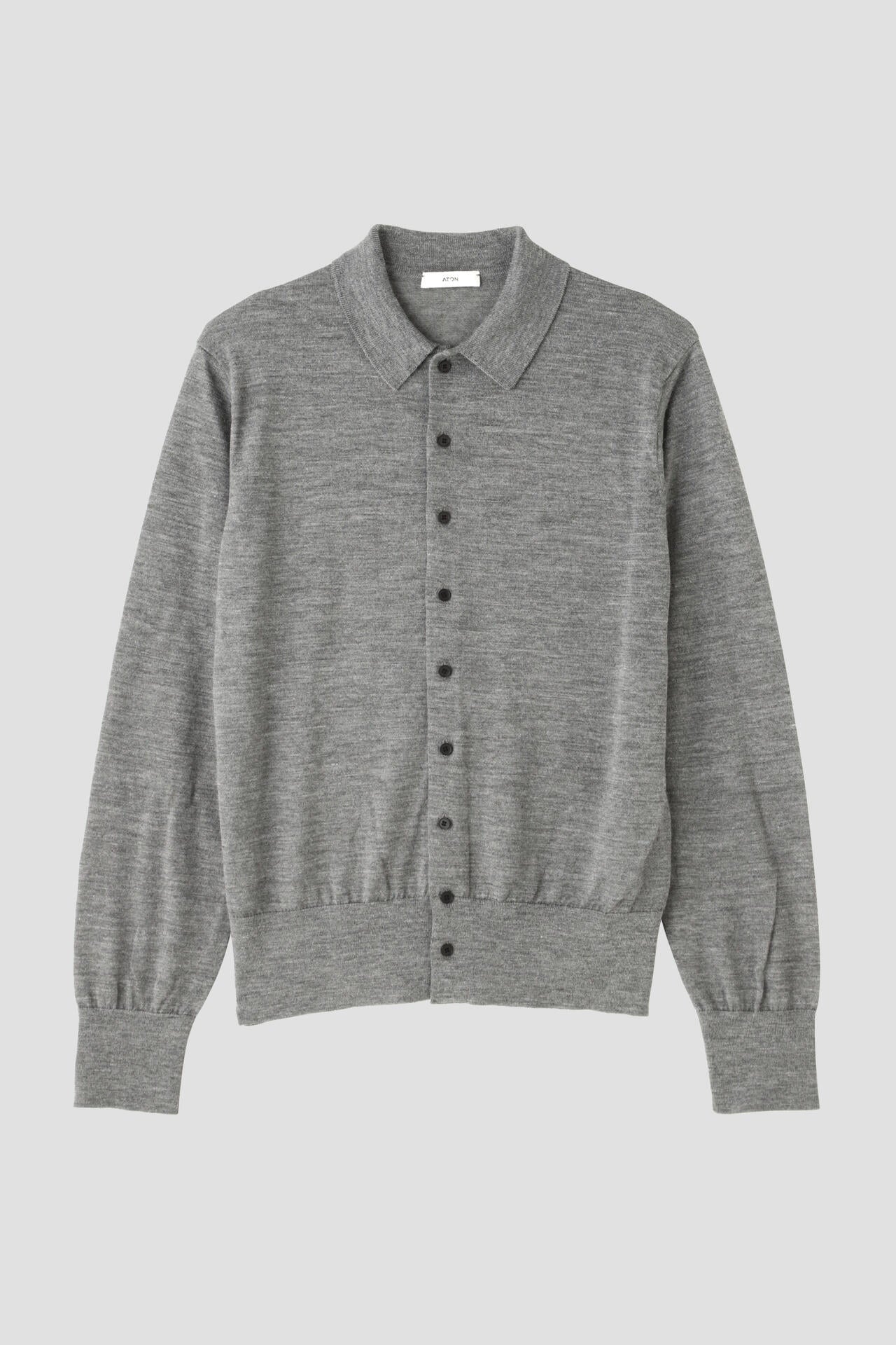 ATON / RAMIE WOOL POLO KNIT CARDIGAN