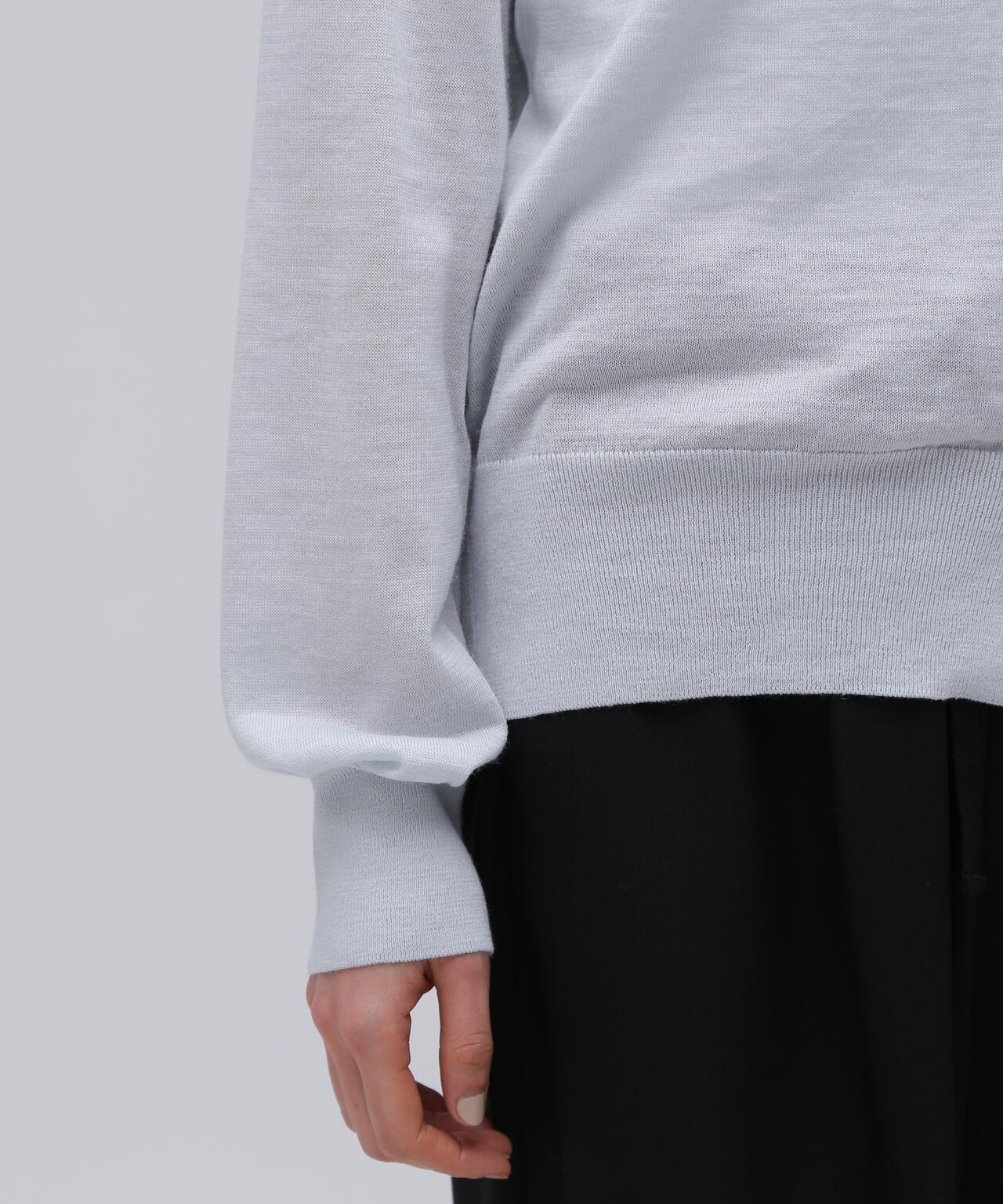 ATON / RAMIE WOOL POLO KNIT CARDIGAN
