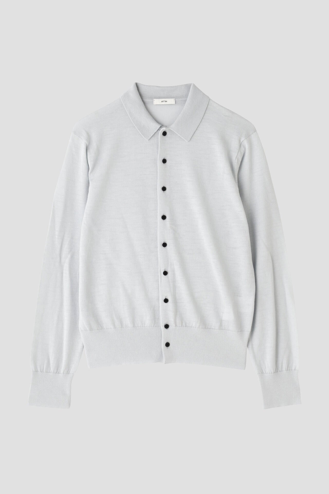 ATON / RAMIE WOOL POLO KNIT CARDIGAN