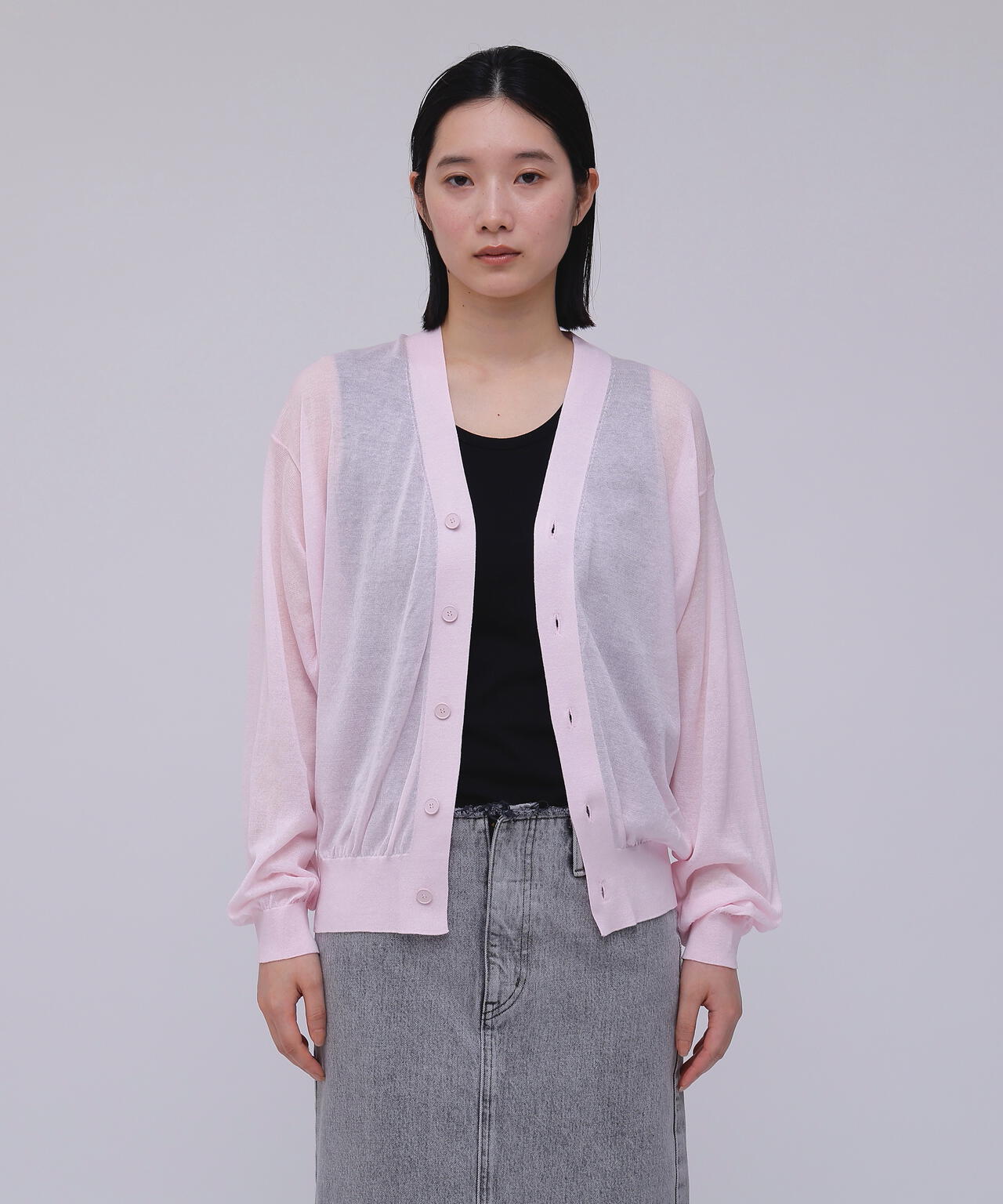 ATON / COMPACT COTTON V-NECK KNIT CARDIGAN