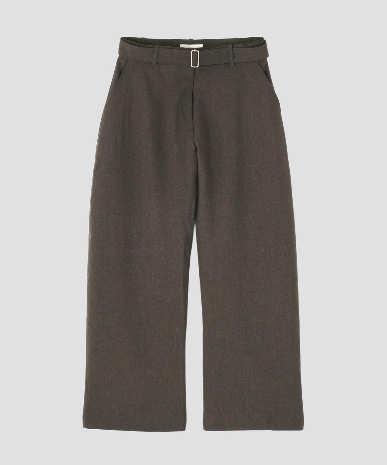 STUDIO NICHOLSON / GRAIN DE POUDRE BELTED ROUND LEG PANT