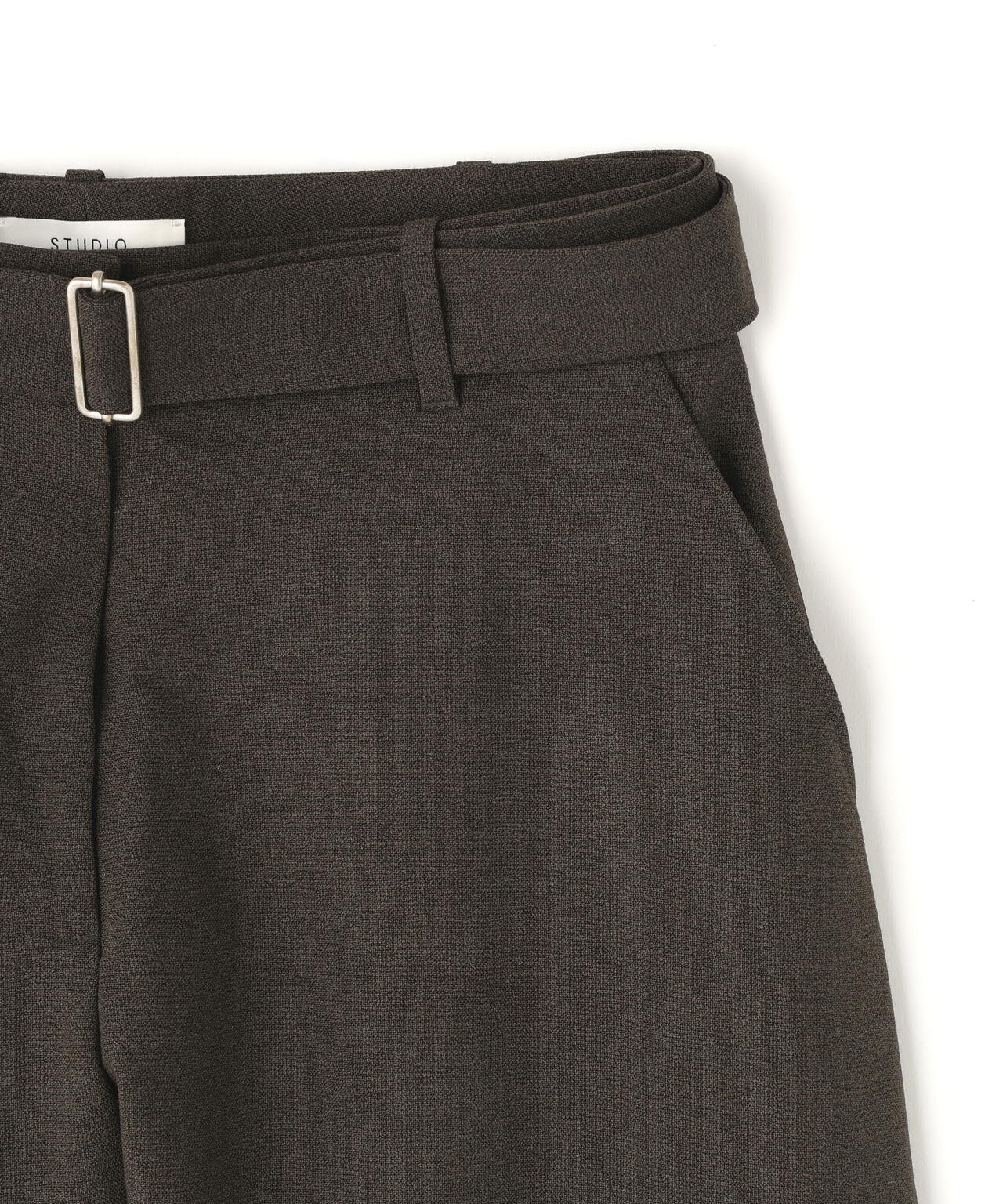 STUDIO NICHOLSON / GRAIN DE POUDRE BELTED ROUND LEG PANT