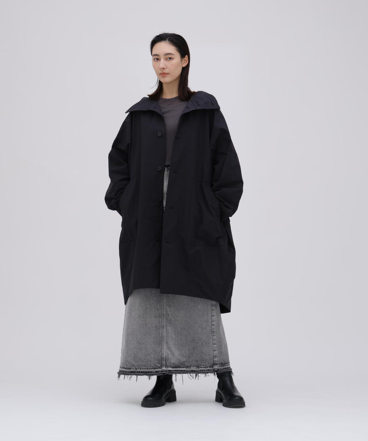 ATON / TENCEL SILK CIRCULER RIB CREW&CREW LAYERED