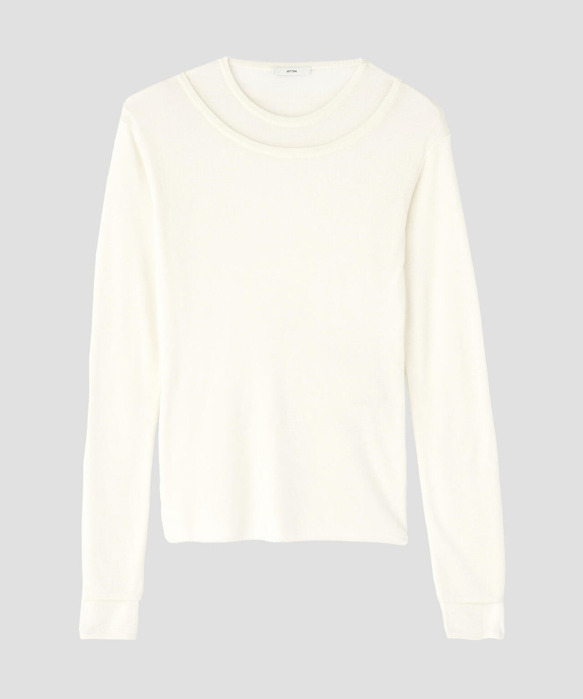 ATON / TENCEL SILK CIRCULER RIB CREW&CREW LAYERED