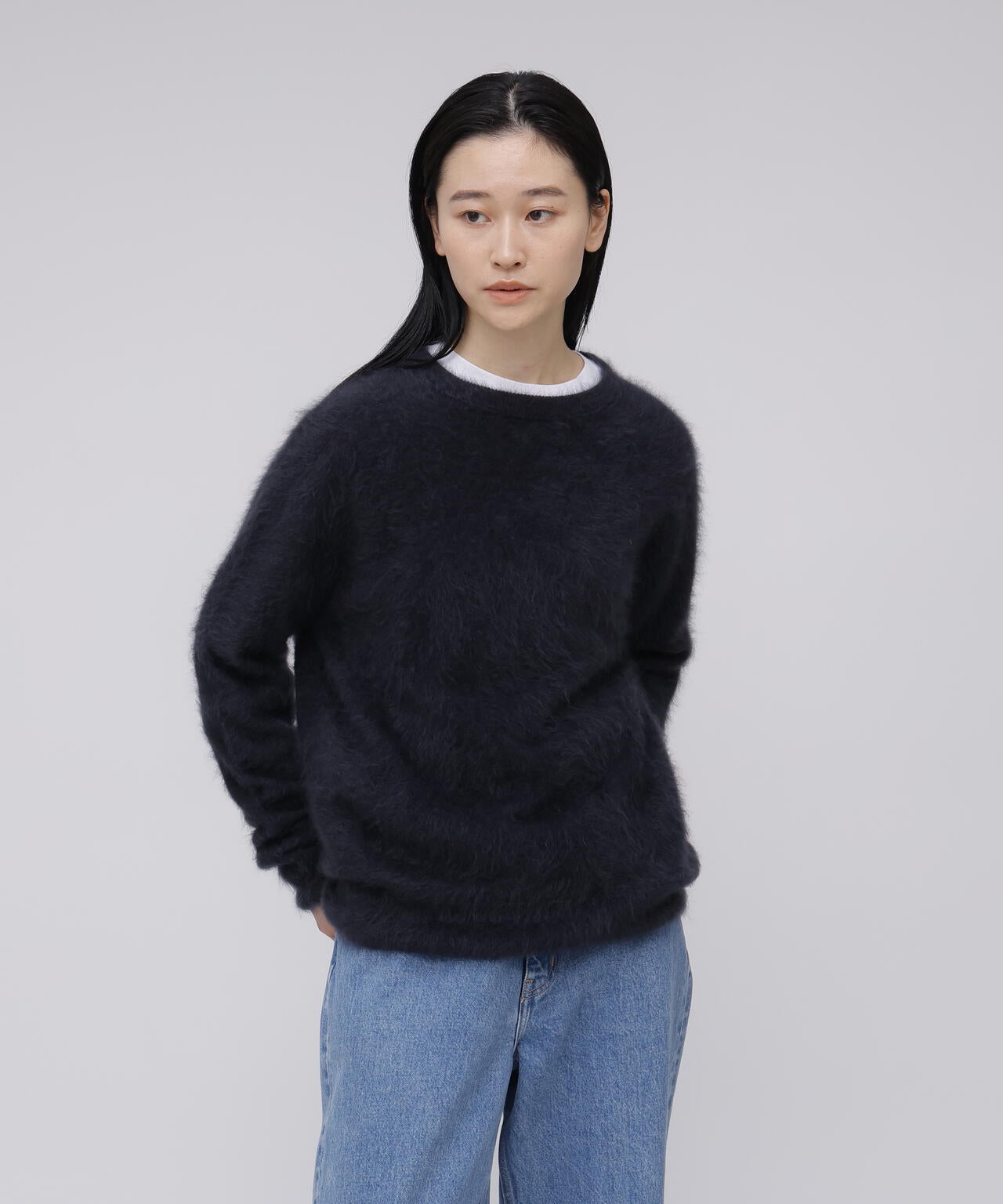 ATON FUR CASHMERE C/N PULLOVER ブラック サイズ4 ATON / ROYAL CASHMERE FUR CREWNECK SWEATER | THE LIBRARY（ザ