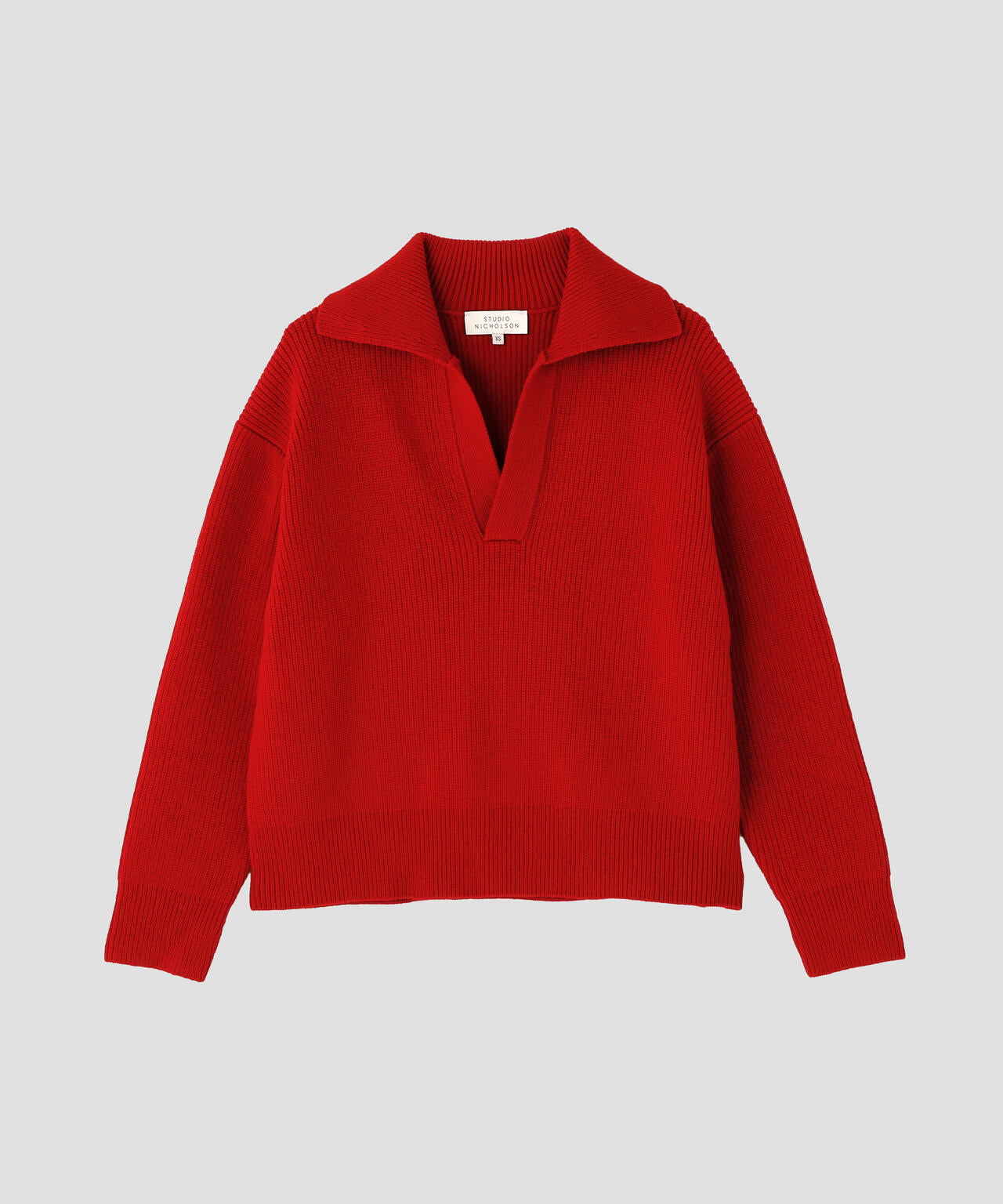 STUDIO NICHOLSON / LAMBSWOOL RIB POLO COLLAR JUMPER