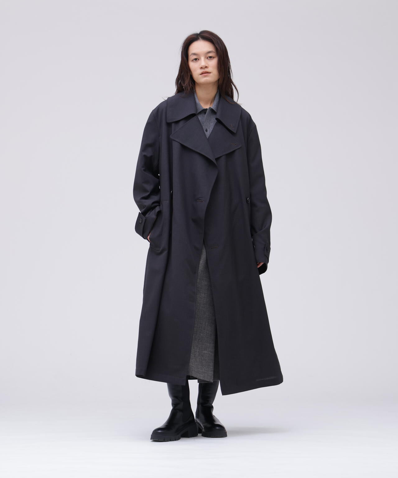 ATON / MERINO COLLEGE KNIT KNIT SHIRT