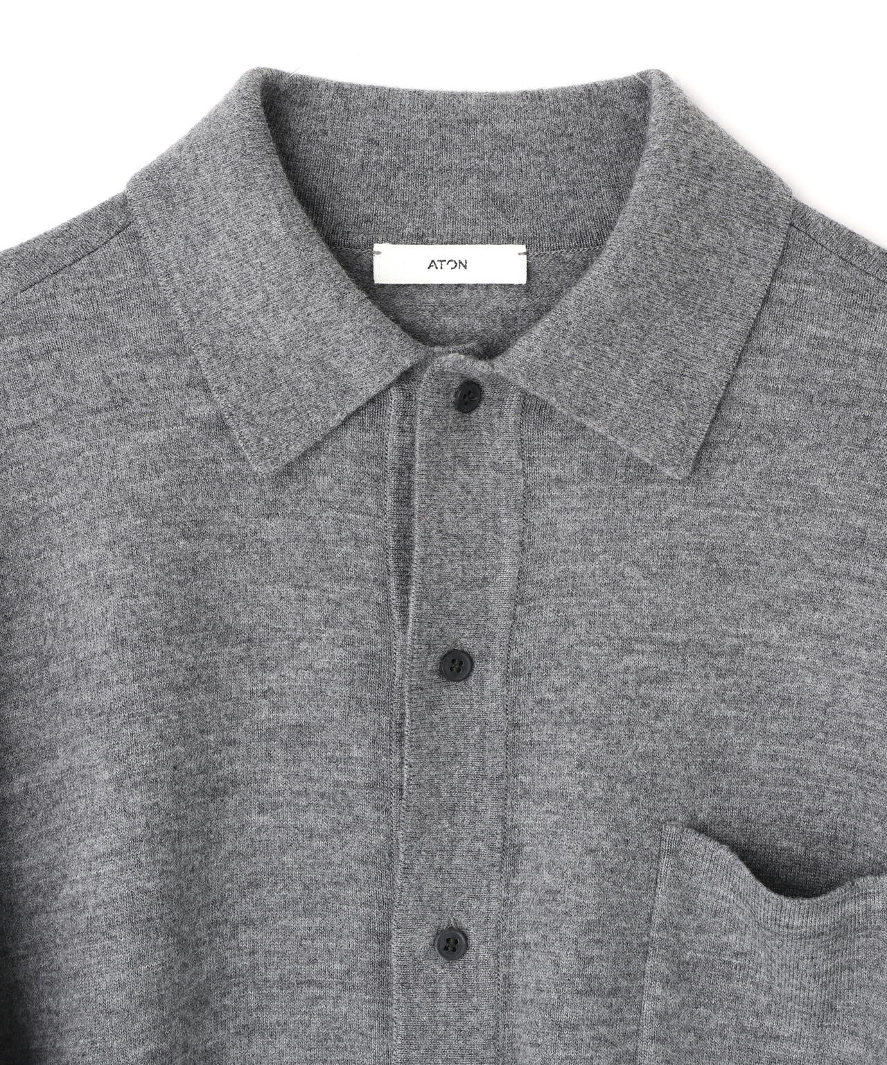 ATON / MERINO COLLEGE KNIT KNIT SHIRT