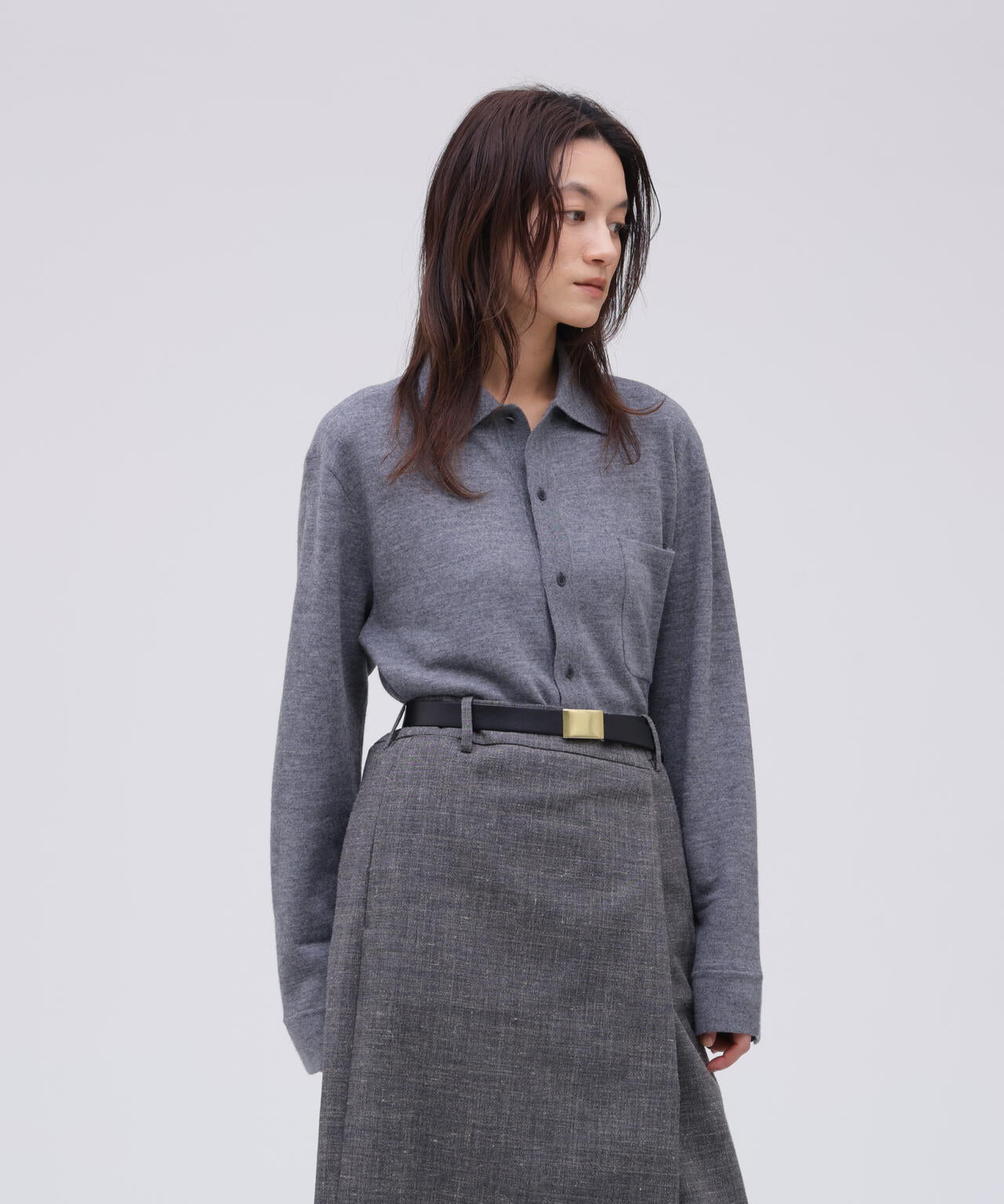 ATON / MERINO COLLEGE KNIT KNIT SHIRT