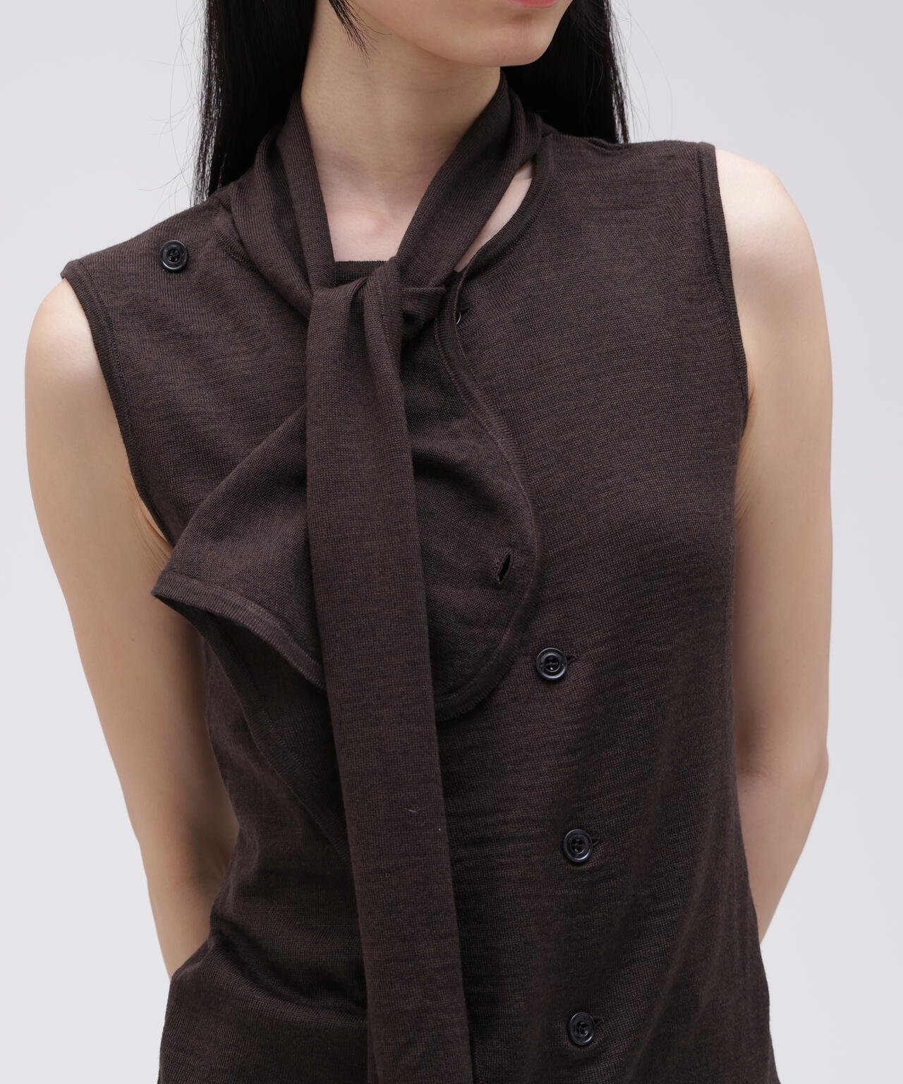 LEMAIRE / ASYMMETRICAL SLEEVELESS CARDIGAN