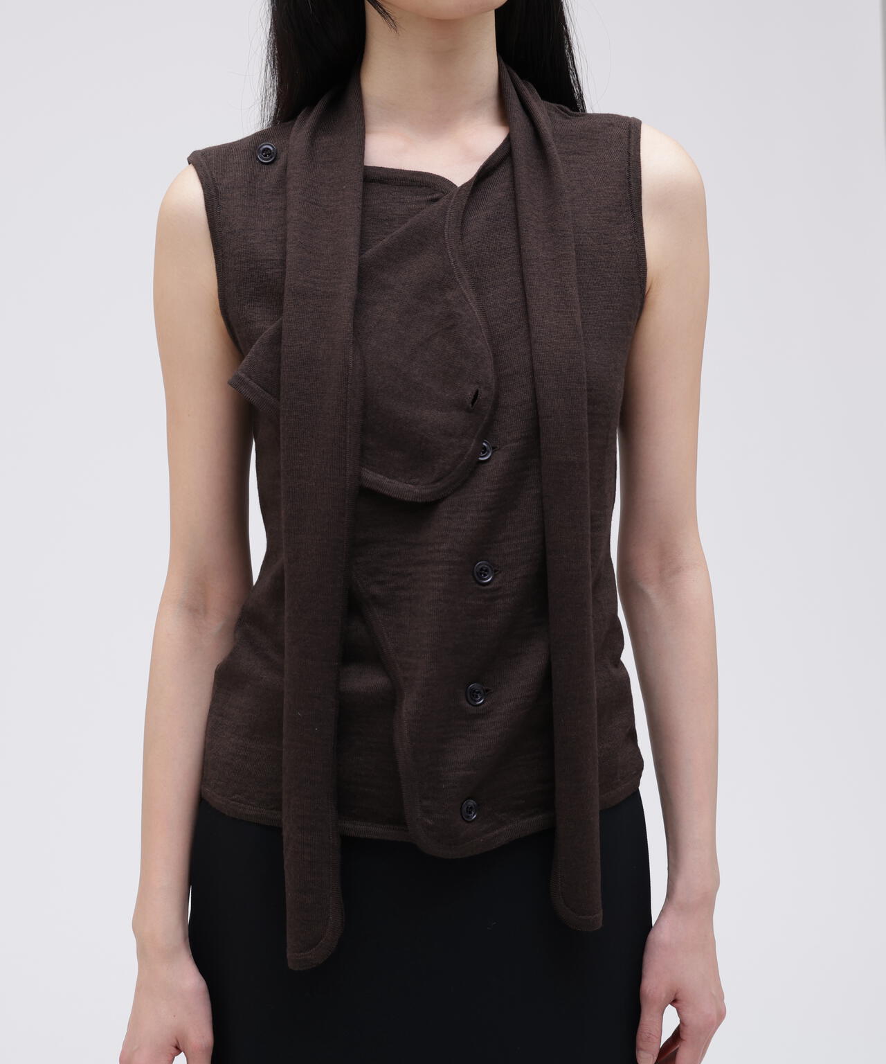 LEMAIRE / ASYMMETRICAL SLEEVELESS CARDIGAN
