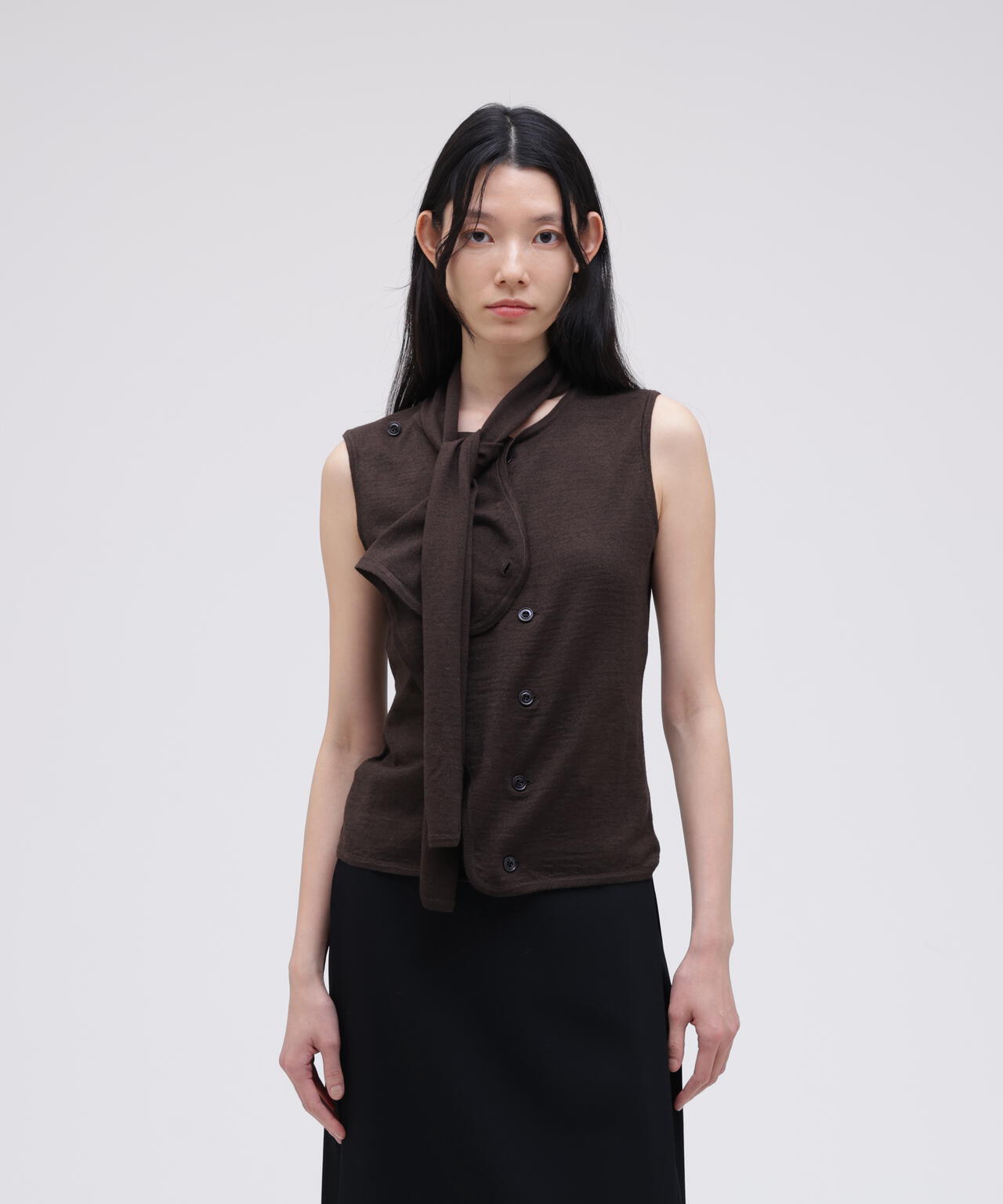 LEMAIRE / ASYMMETRICAL SLEEVELESS CARDIGAN
