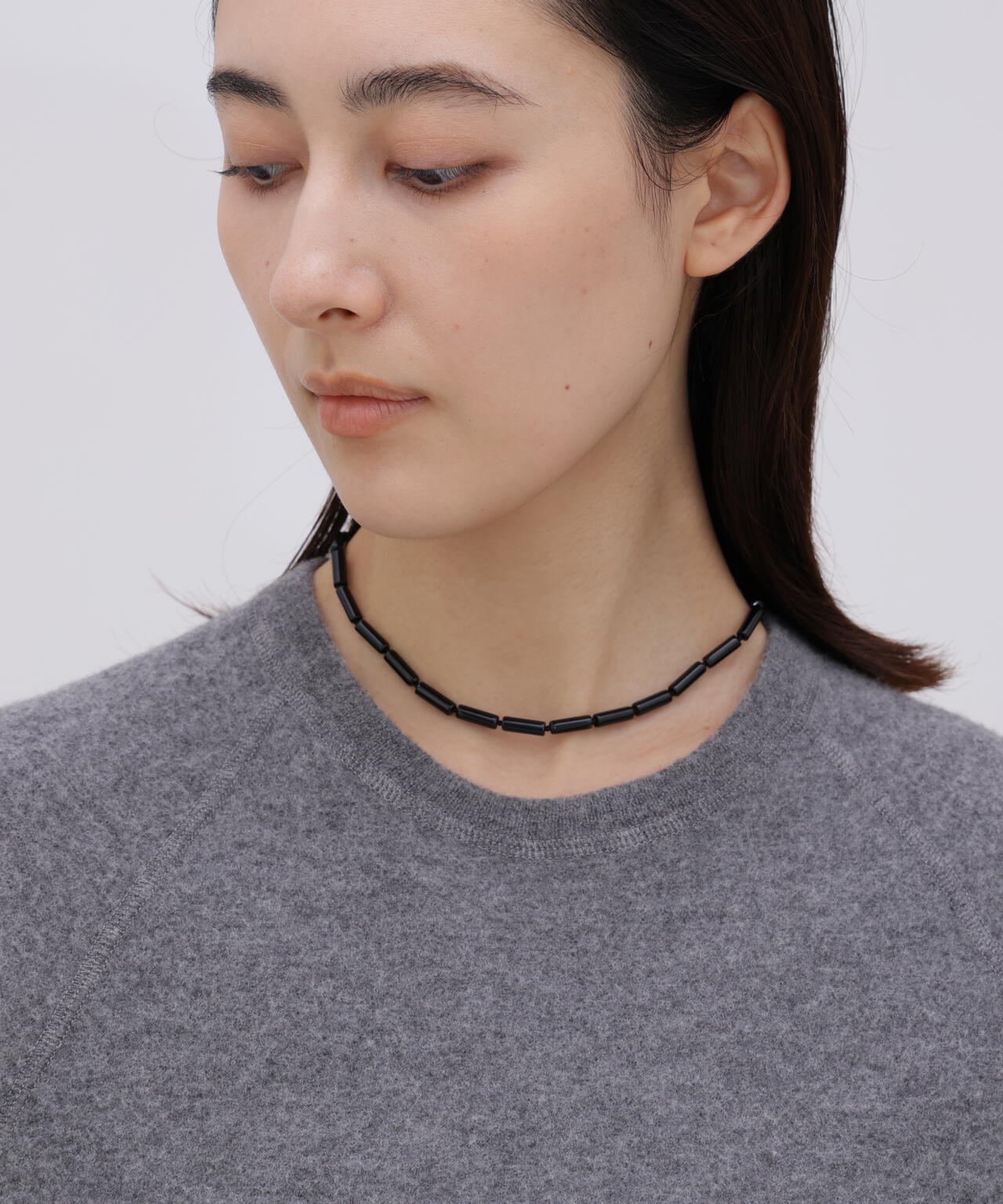 R.ALAGAN / SMALL TUBE ONYX NECKLACE