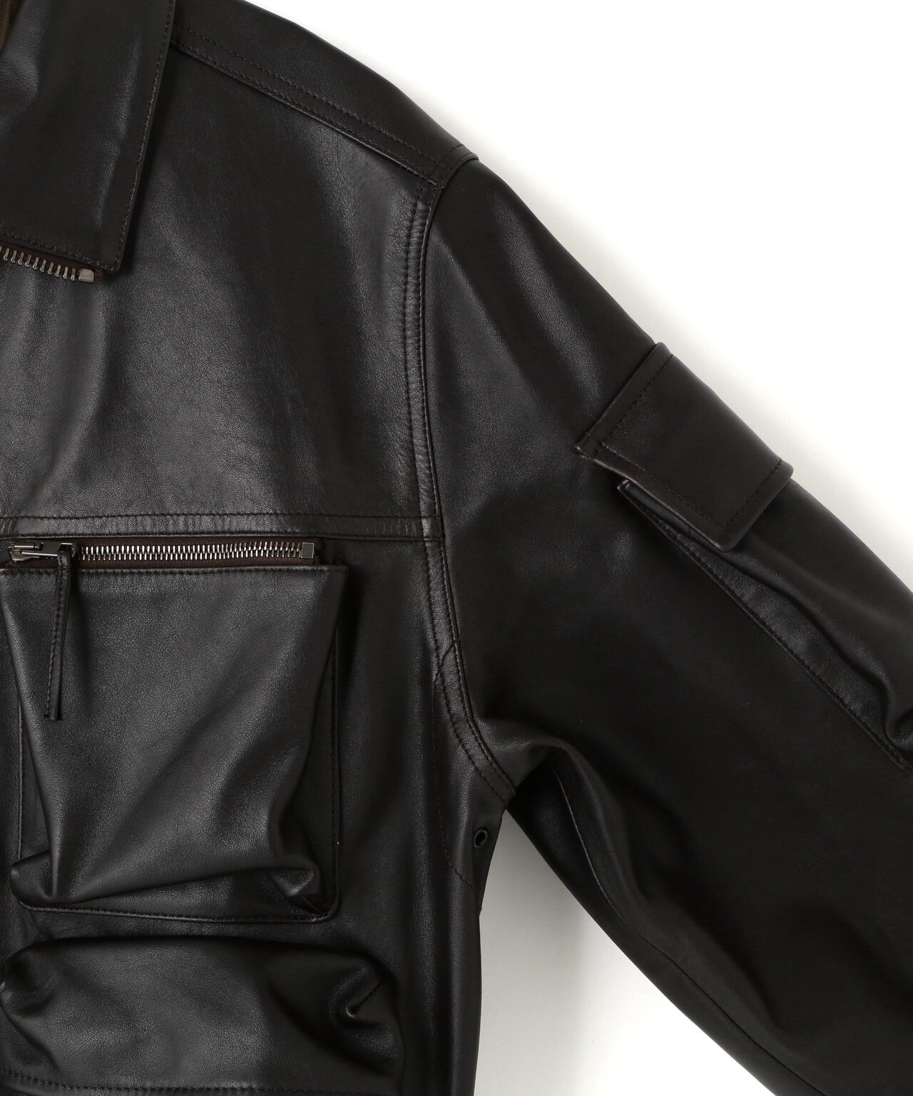 LEMAIRE / LEATHER BLOUSON WITH POCKETS