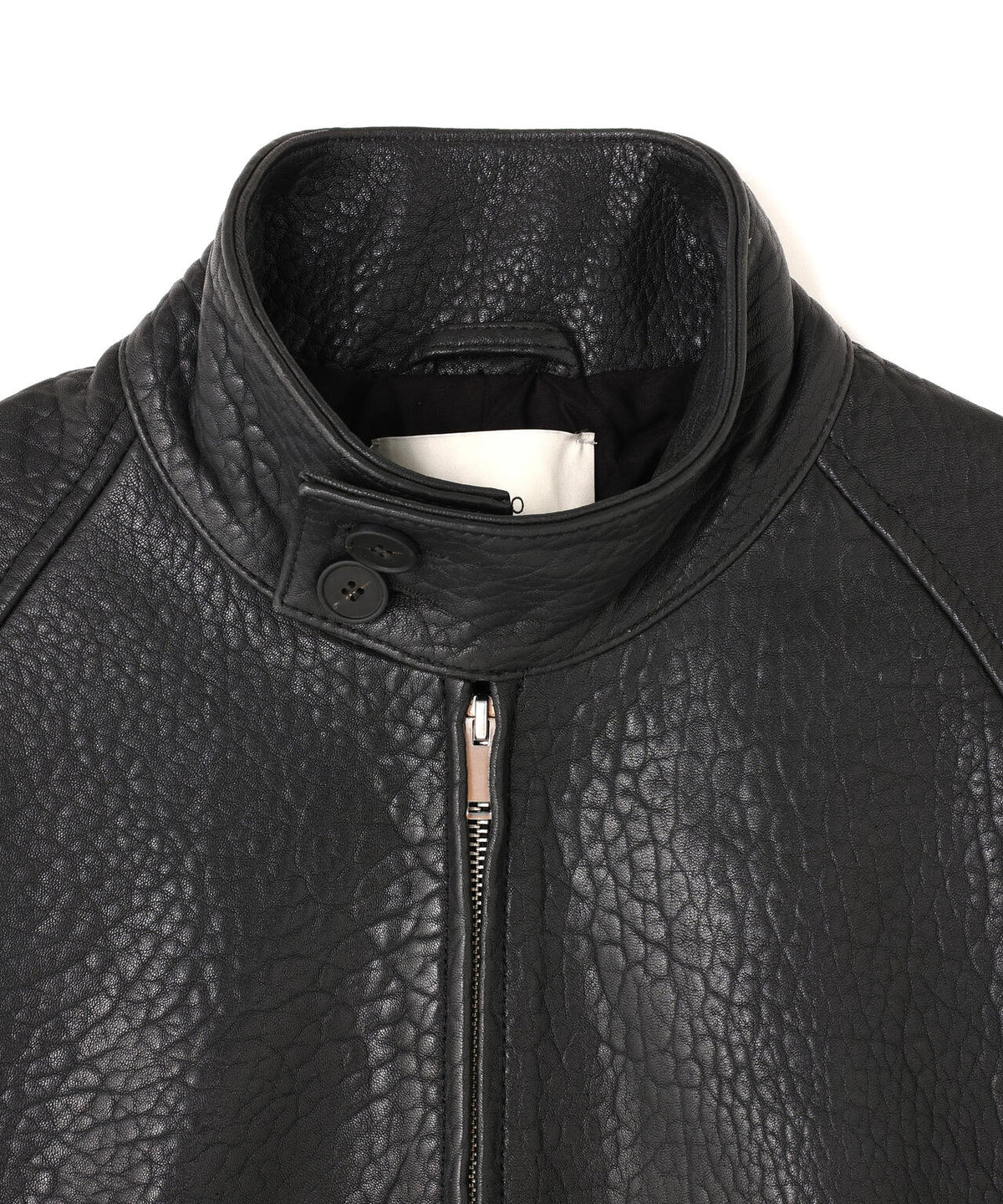 STUDIO NICHOLSON / TEXTURED LEATHER HARRINGTON JACKET