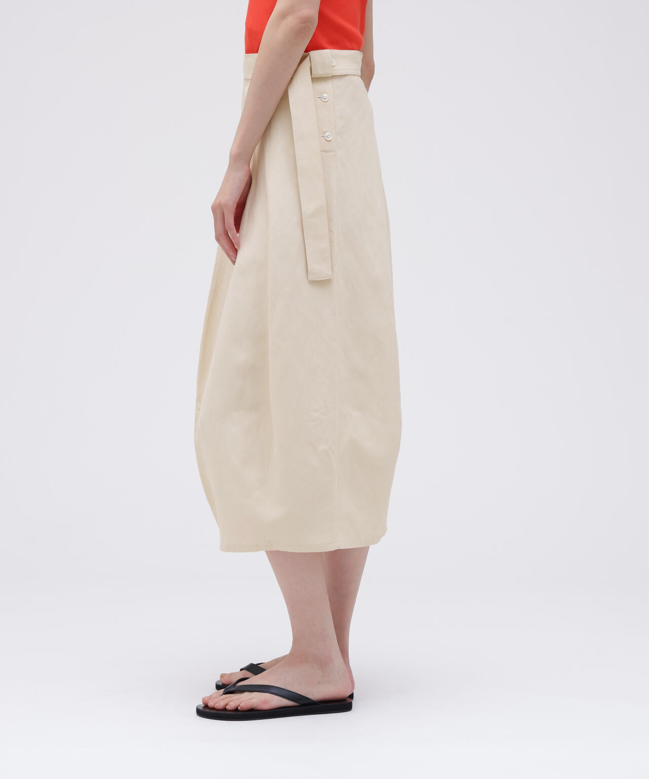 STUDIO NICHOLSON / POWDER VISCOSE LINEN BELT WRAP SKIRT