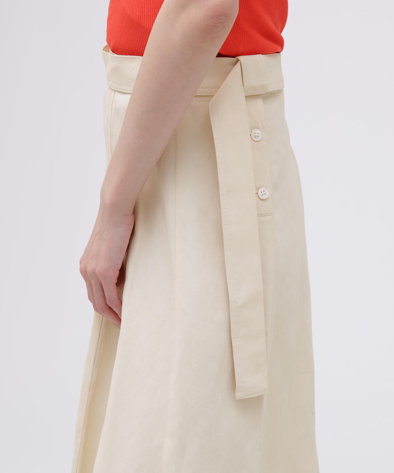 STUDIO NICHOLSON / POWDER VISCOSE LINEN BELT WRAP SKIRT