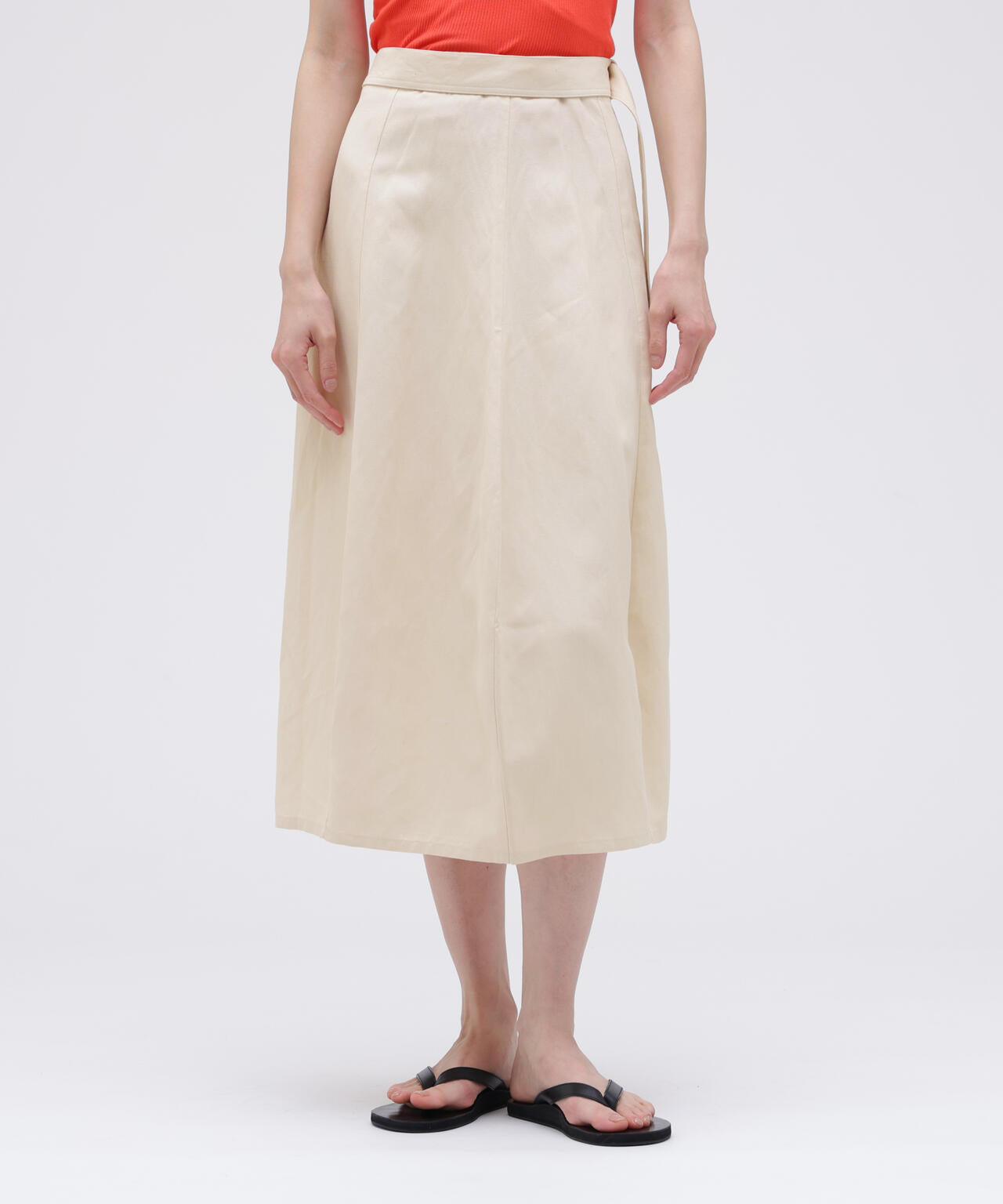 STUDIO NICHOLSON / POWDER VISCOSE LINEN BELT WRAP SKIRT