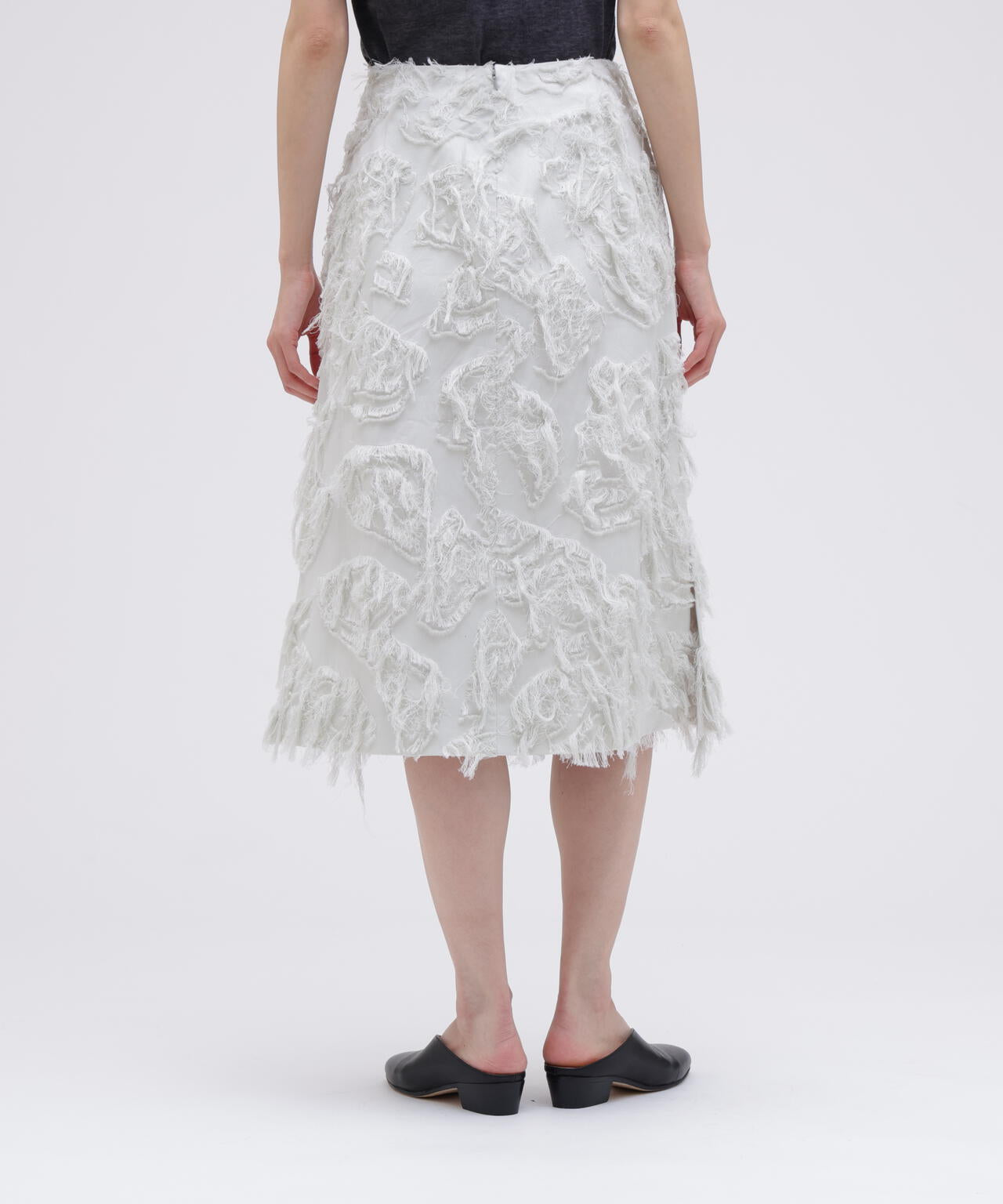 STUDIO NICHOLSON / FRINGE JACQUARD FRINGED SKIRT