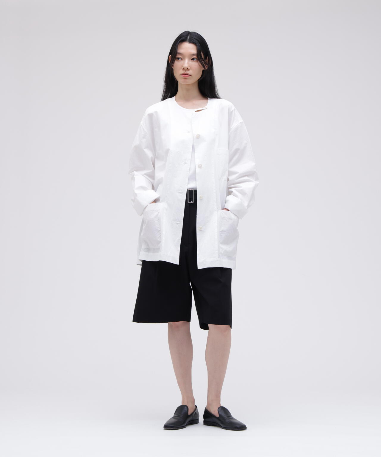 STUDIO NICHOLSON / TYPEWRITER COTTON BELTED PLEATED SHORT
