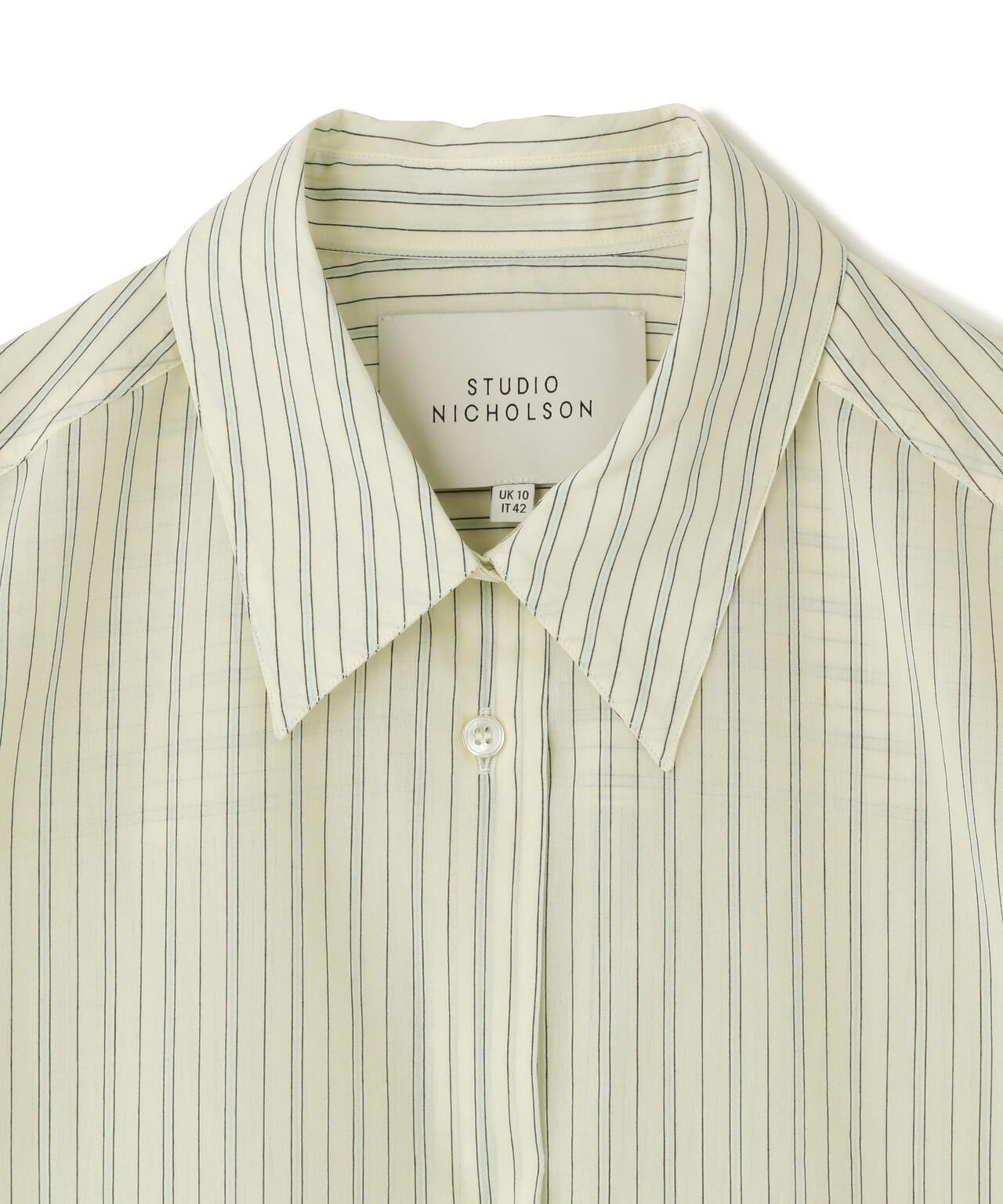 STUDIO NICHOLSON / COTTON SILK STRIPE SHORT SLEEVE SHIRT