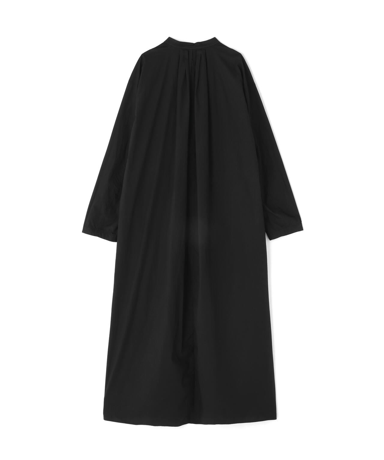ATON / NATURAL DYED COTTON LAWN TUCKED LONGSLEEVE DRESS