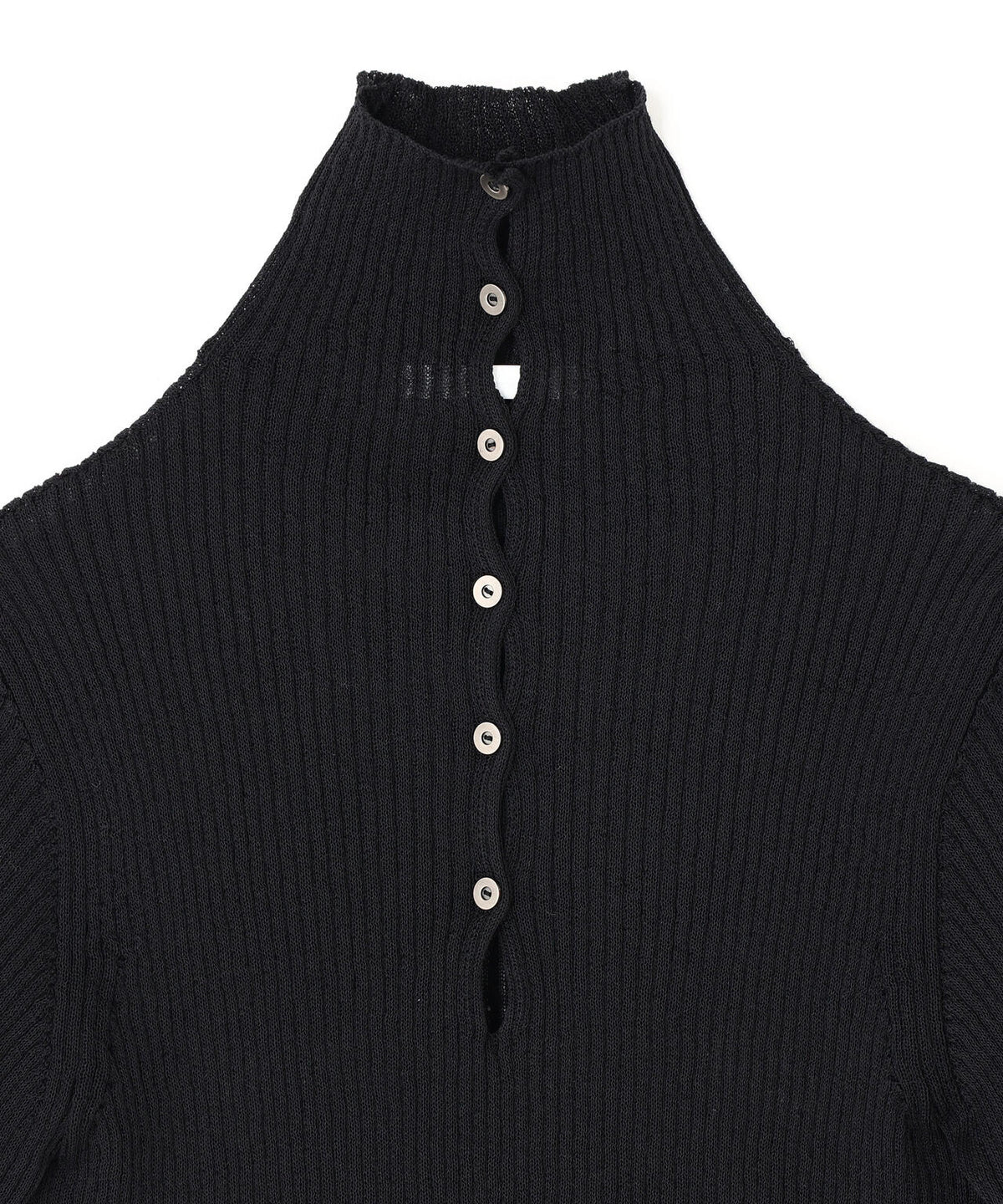 IRENISA / HALF-SLEEVED RIB KNIT PULLOVER