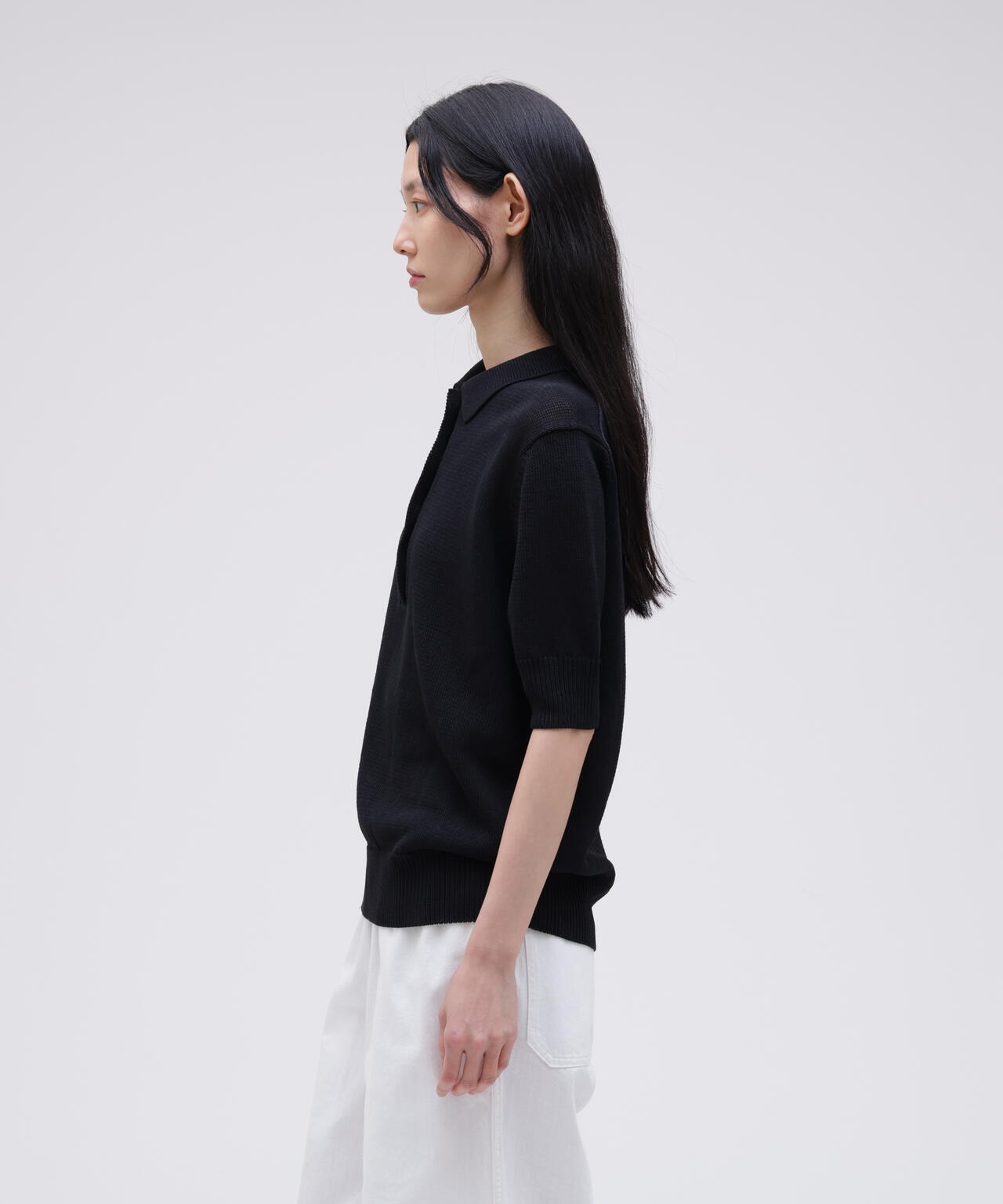 STUDIO NICHOLSON / PAPER YARN KNITTED POLO TOP