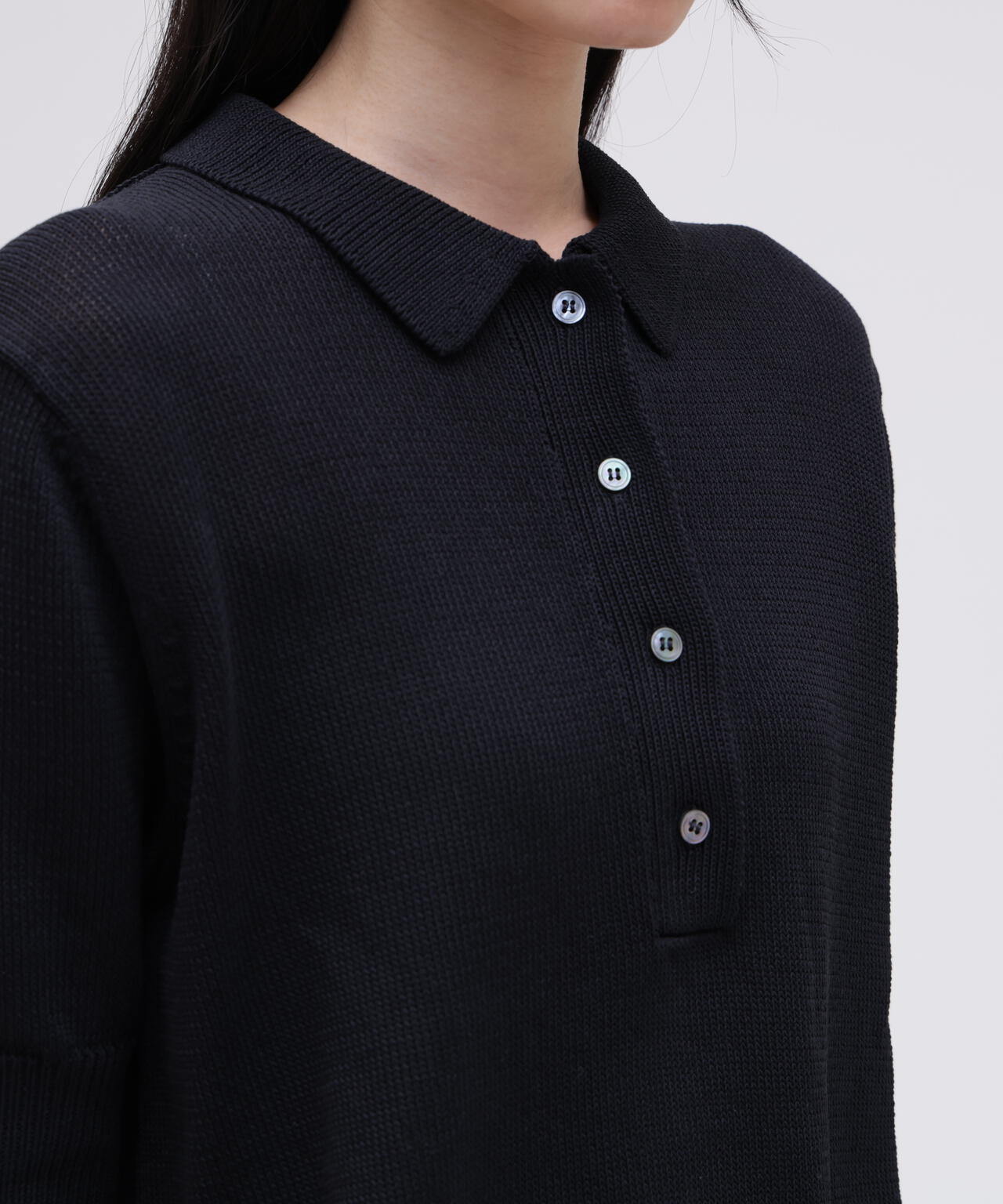 STUDIO NICHOLSON / PAPER YARN KNITTED POLO TOP
