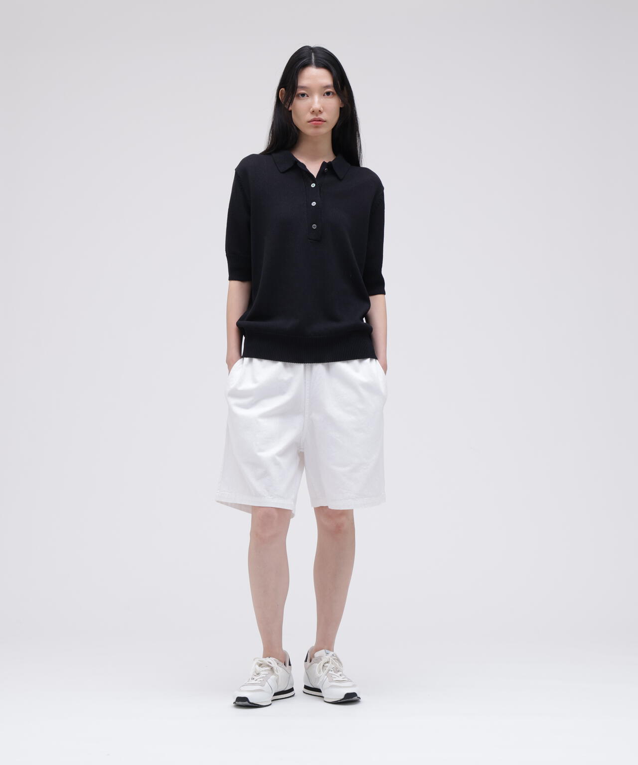 STUDIO NICHOLSON / PAPER YARN KNITTED POLO TOP