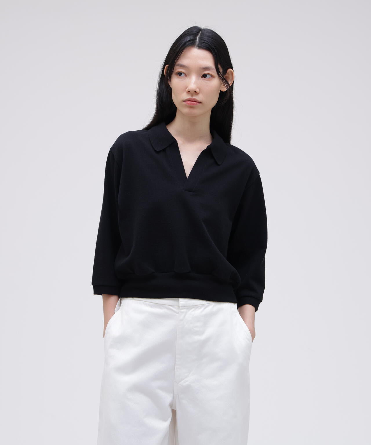 blurhms / COTTON SILK NEP SKIPPER CROPPED SLEEVE