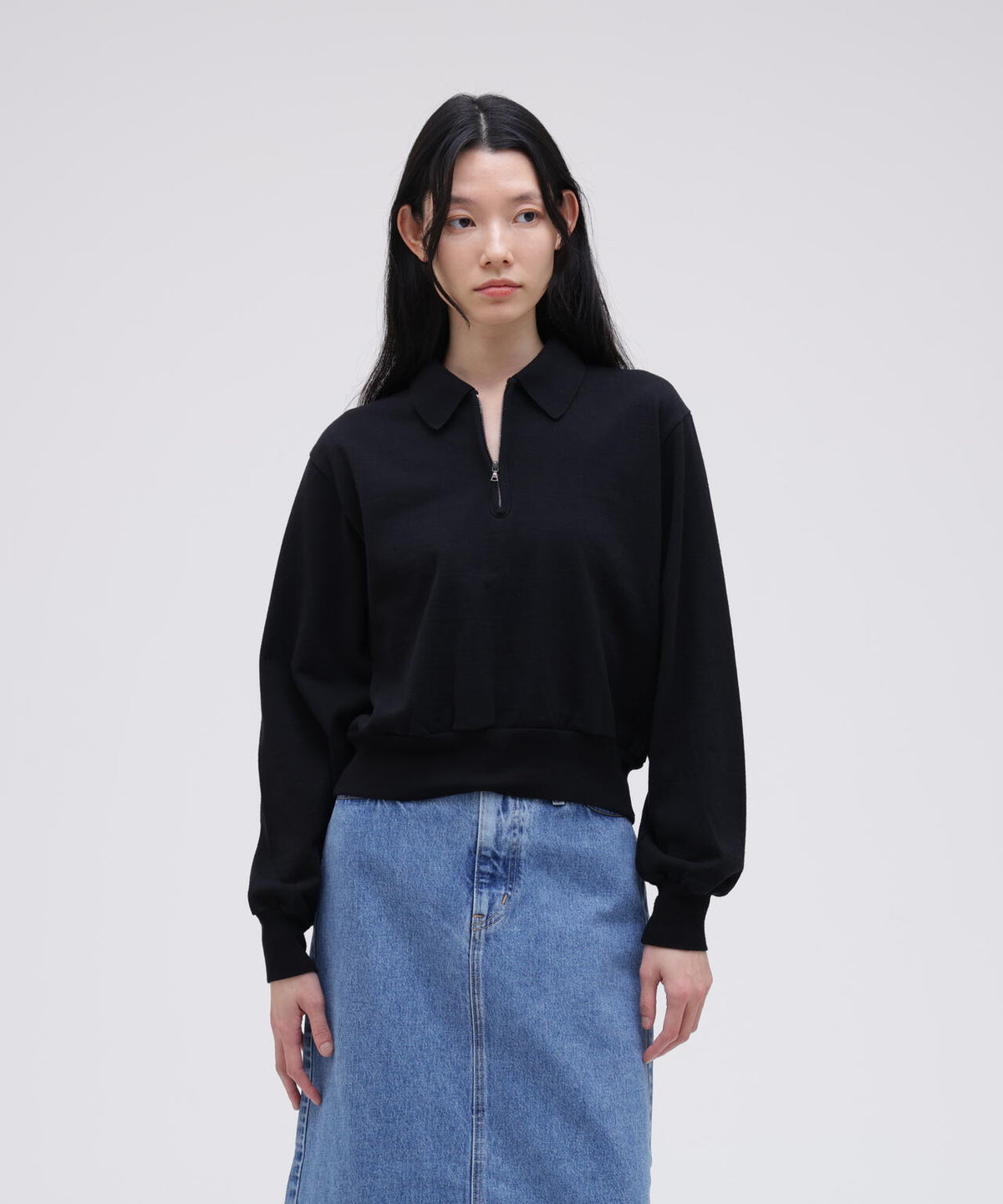 blurhms / COTTON SILK NEP HARF-ZIP PULLOVER