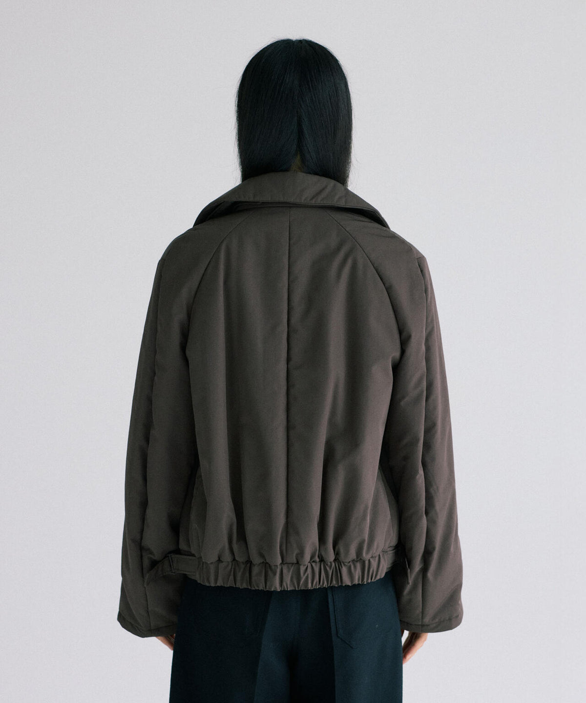 ATON / TWIST NYLON TAFTA SHORT DOUBLE BREASTED COAT