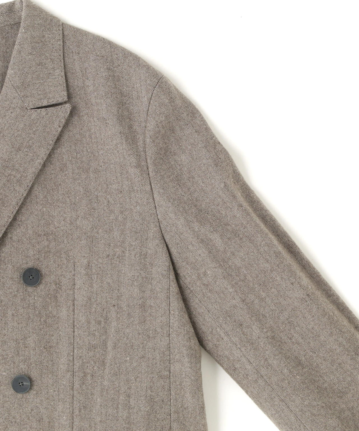 ATON / LINEN WOOL TWEED DOUBLE BREASTED JACKET