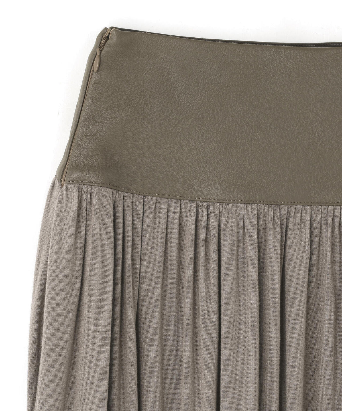 IHNN / LEATHER-WAIST GATHERED SKIRT
