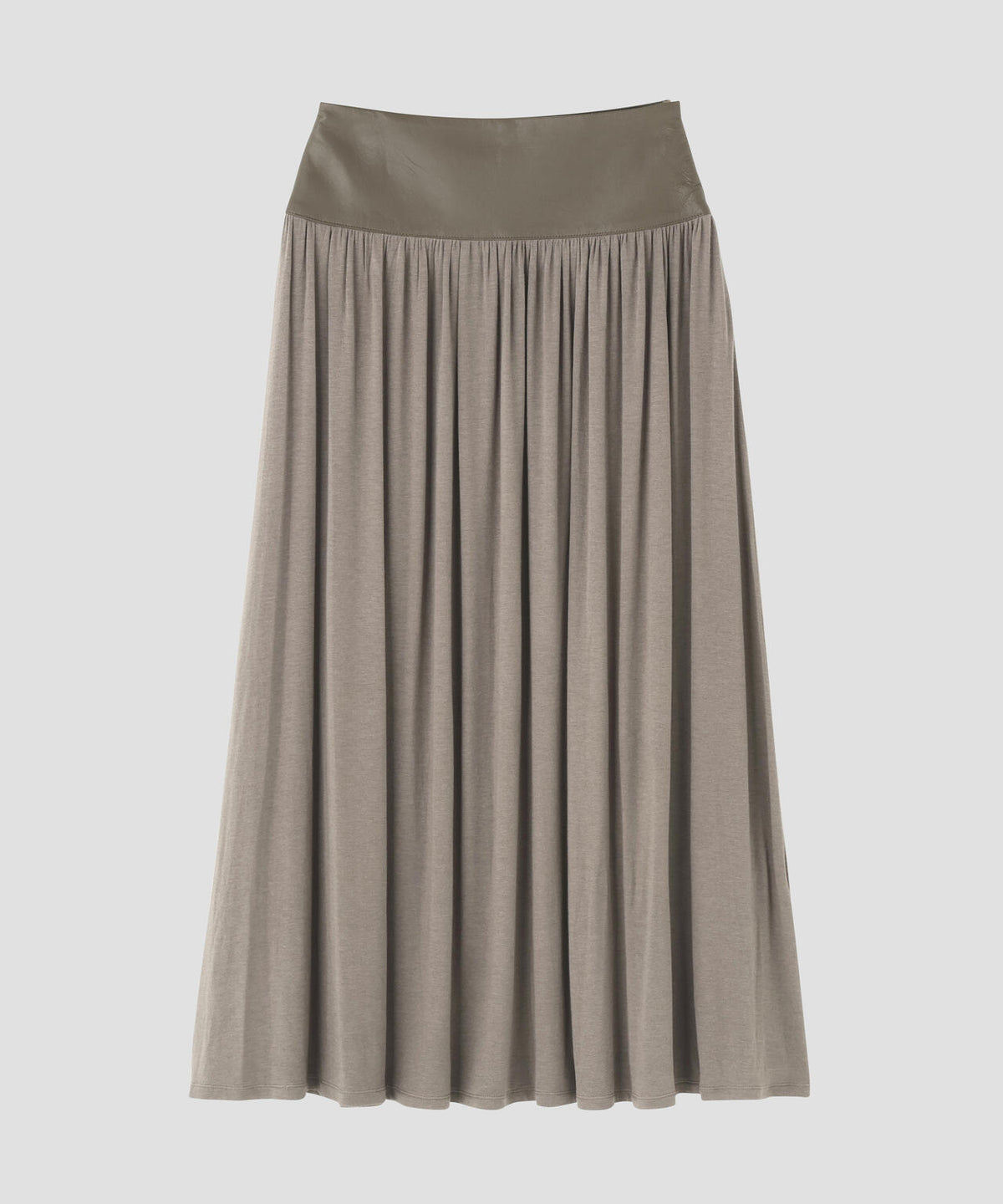IHNN / LEATHER-WAIST GATHERED SKIRT