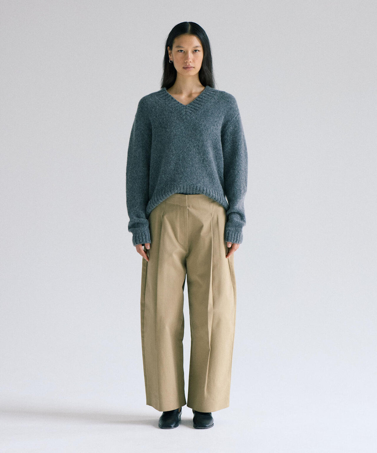 STUDIO NICHOLSON / PEACHED COTTON TWILL DEEP PLEAT VOLUME ANKLE CROP