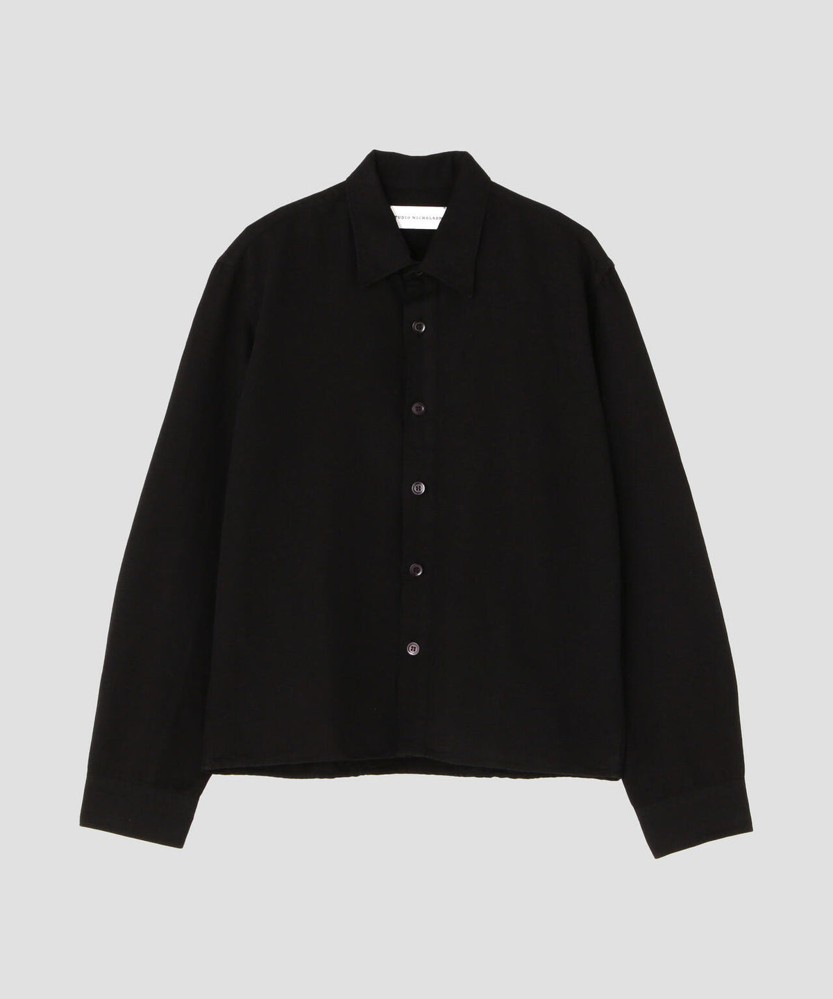 STUDIO NICHOLSON / GARMENT DYED LINEN CASUAL LONG SLEEVE SHIRT