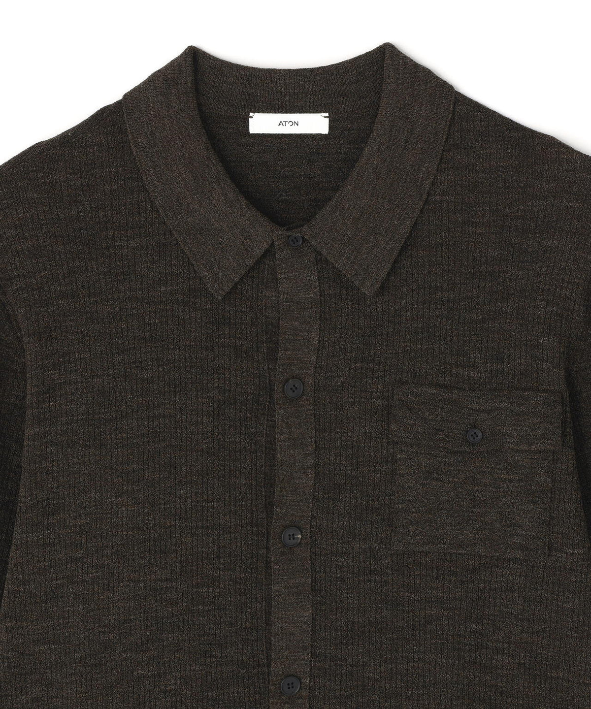 ATON / WOOL MINI RING POLO CARDIGAN WOEMN
