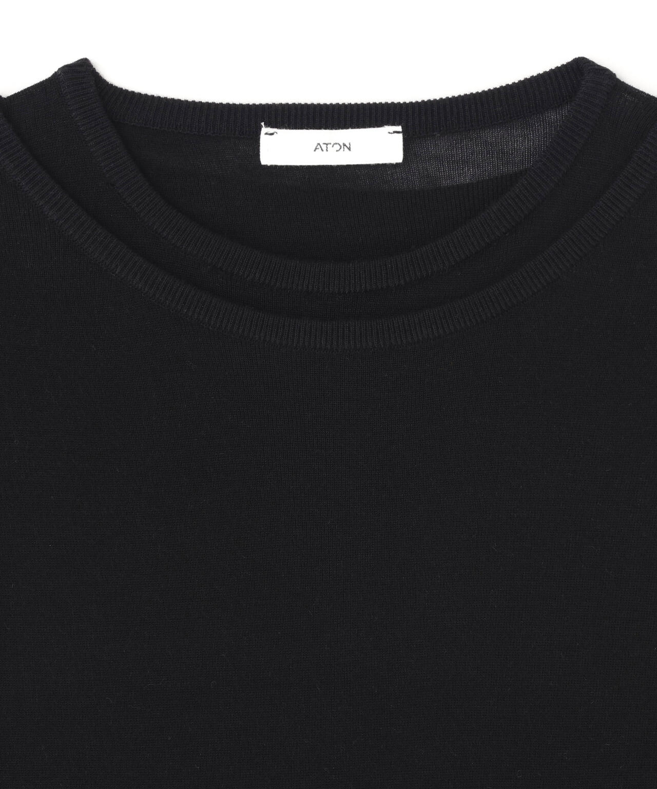 ATON / SILK BLENDED CIRCULAR RIB CREW&CREW LAYERED PULLOVER WOMEN