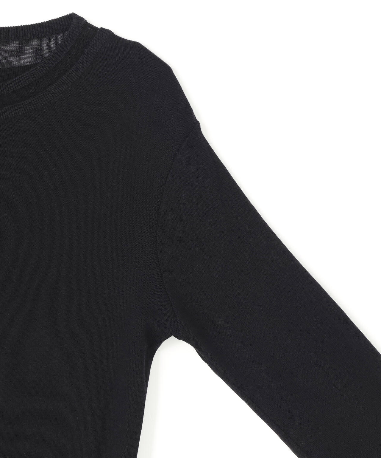 ATON / SILK BLENDED CIRCULAR RIB CREW&CREW LAYERED PULLOVER WOMEN