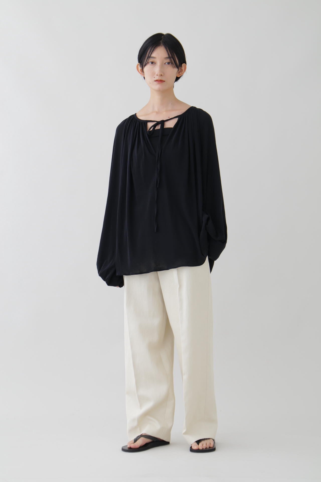 YLEVE / COTTON LINEN SHEER JERSEY PEASANT BL