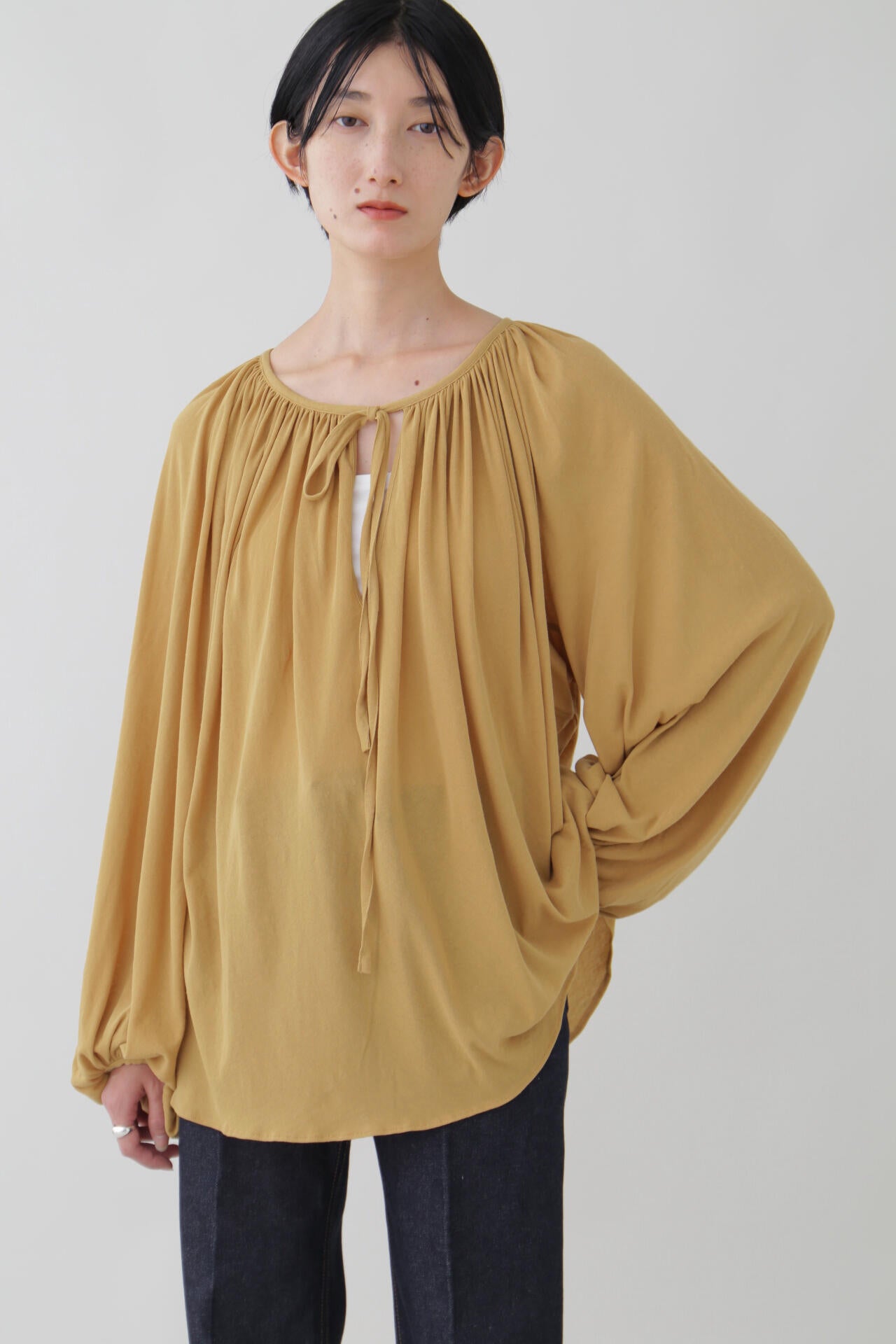 YLEVE / COTTON LINEN SHEER JERSEY PEASANT BL