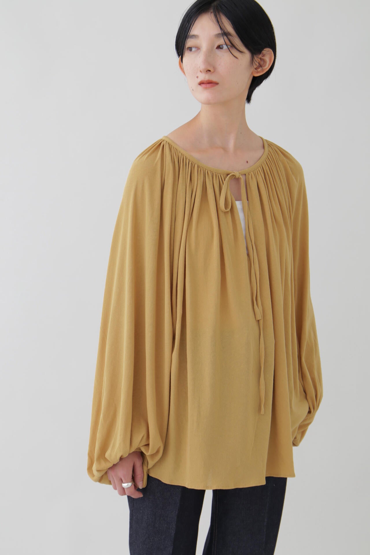 YLEVE / COTTON LINEN SHEER JERSEY PEASANT BL