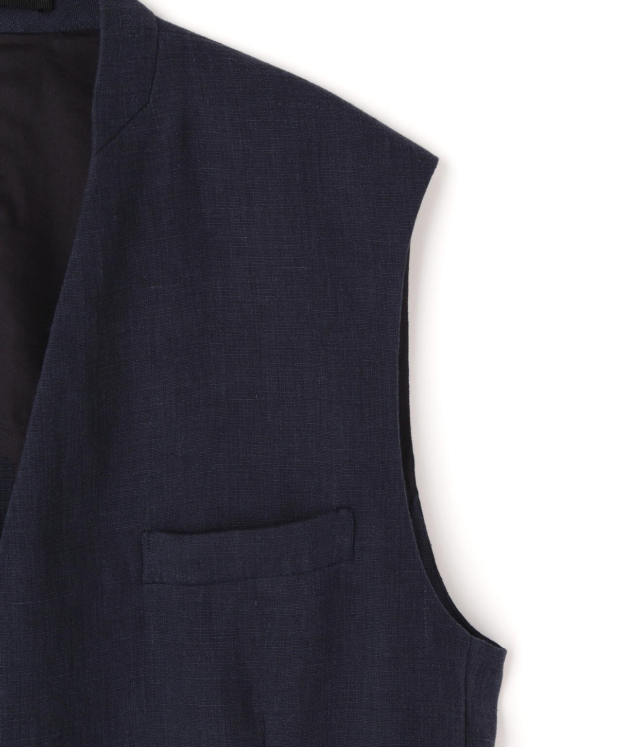 YLEVE / LINEN DOUBLE CLOTH NO SLEEVE JACKET
