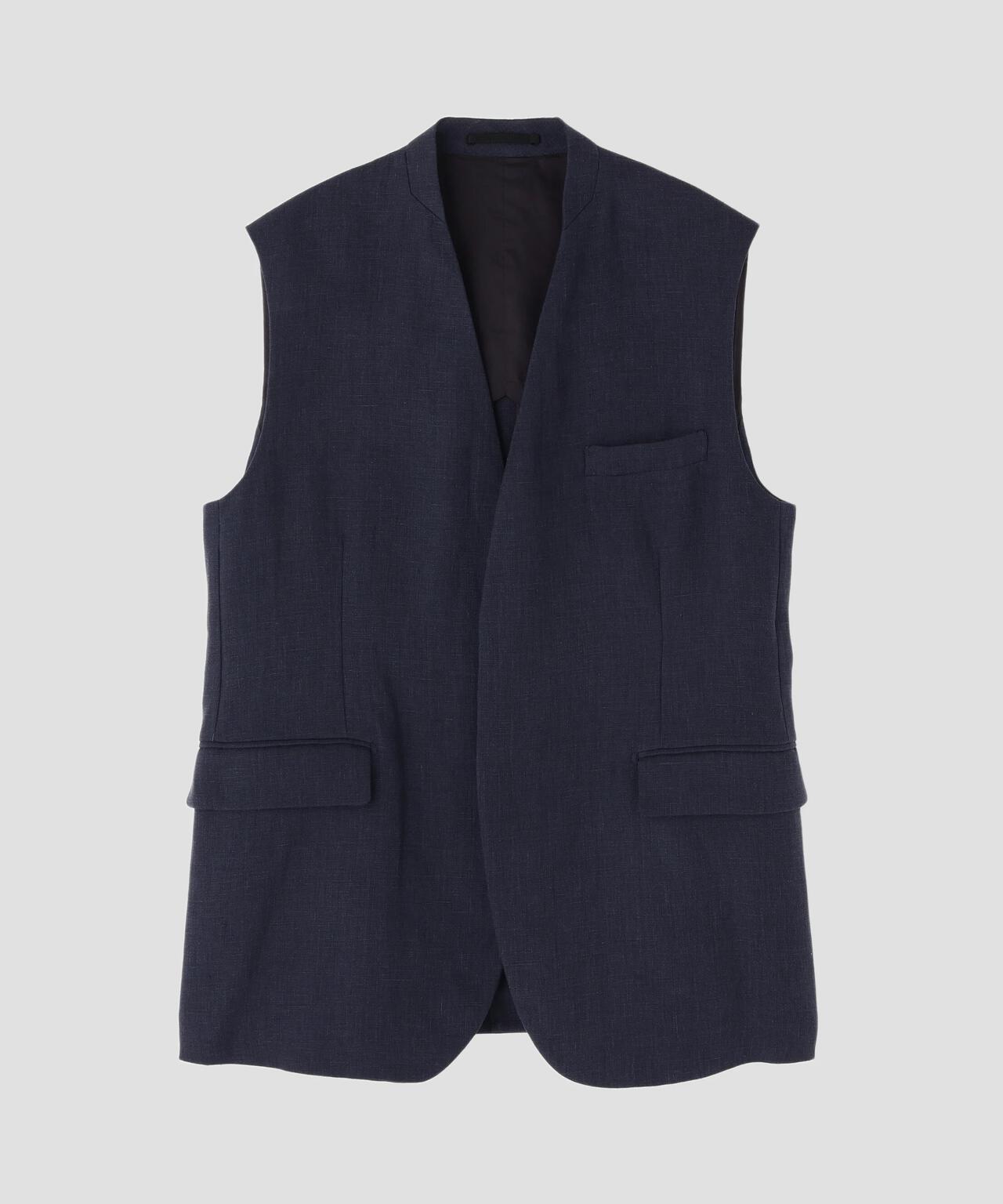 YLEVE / LINEN DOUBLE CLOTH NO SLEEVE JACKET