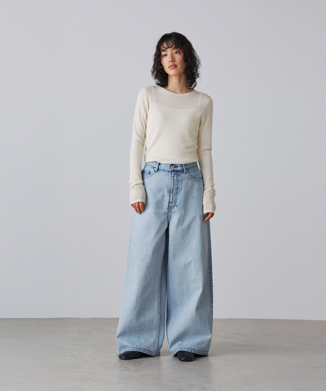 YLEVE / 13.5oz DENIM HIGH WAIST WIDE FADE