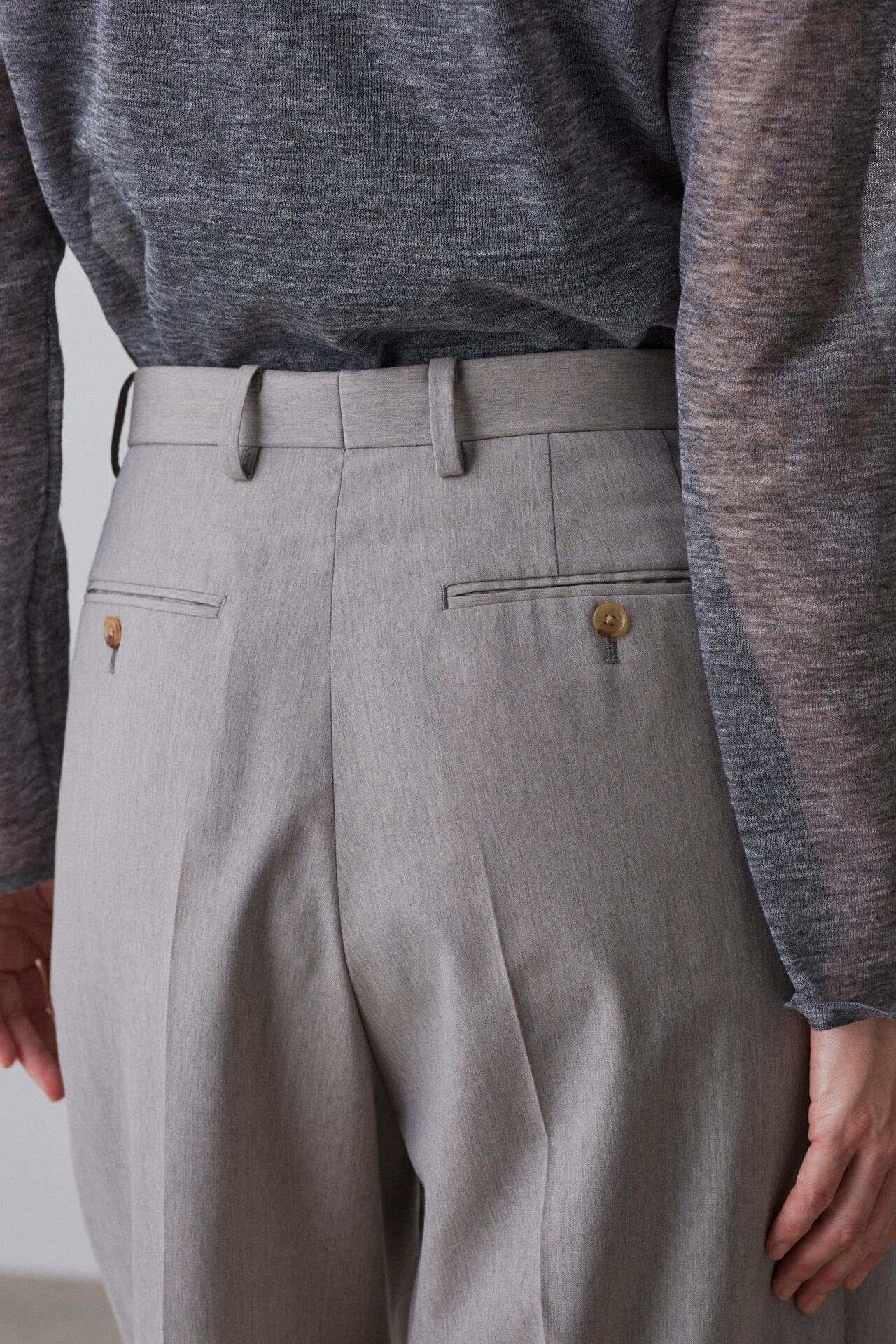 YLEVE / WOOL CHAMBRAY TROUSERS