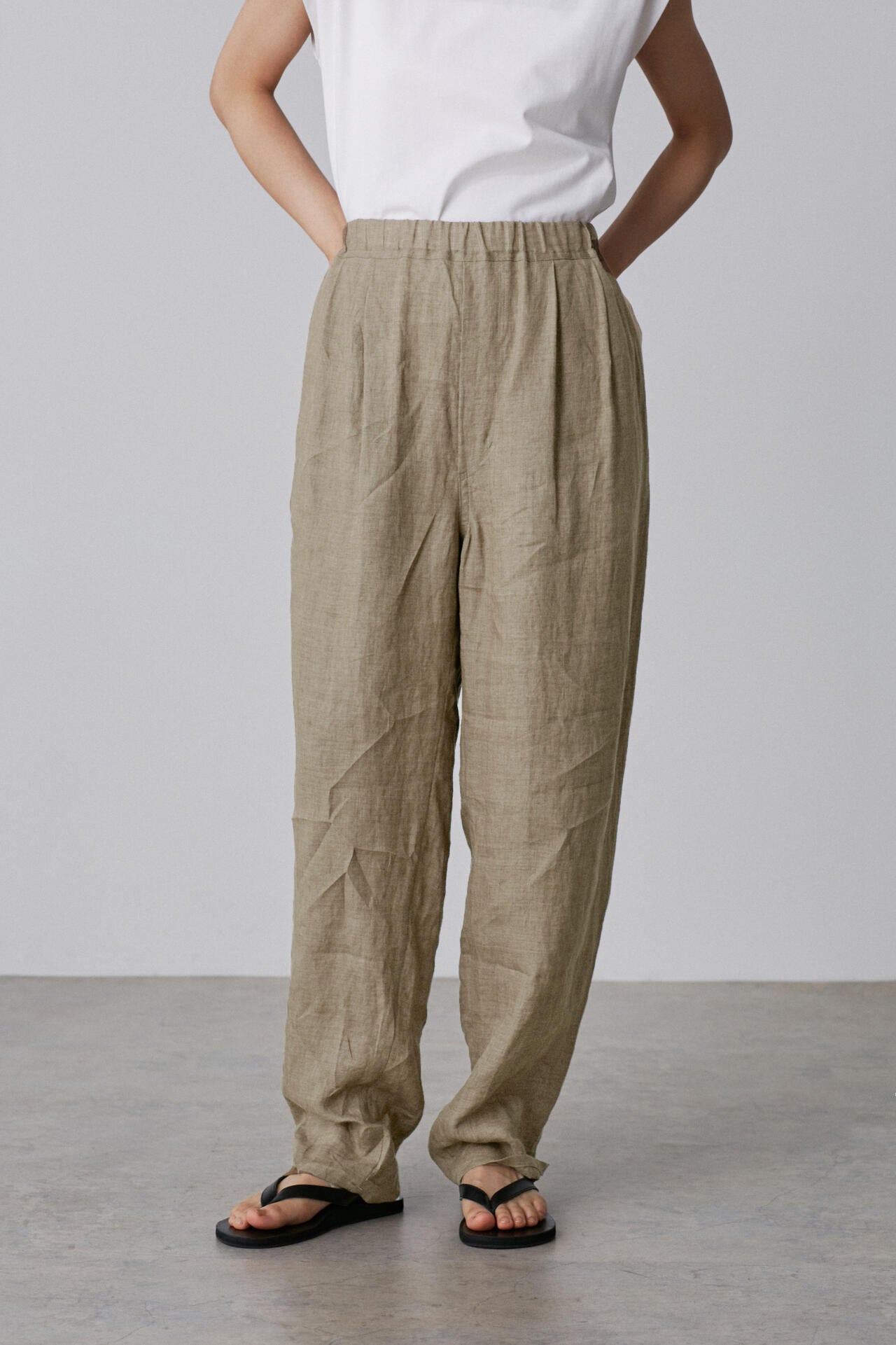 YLEVE / LINEN POPLIN TROUSERS