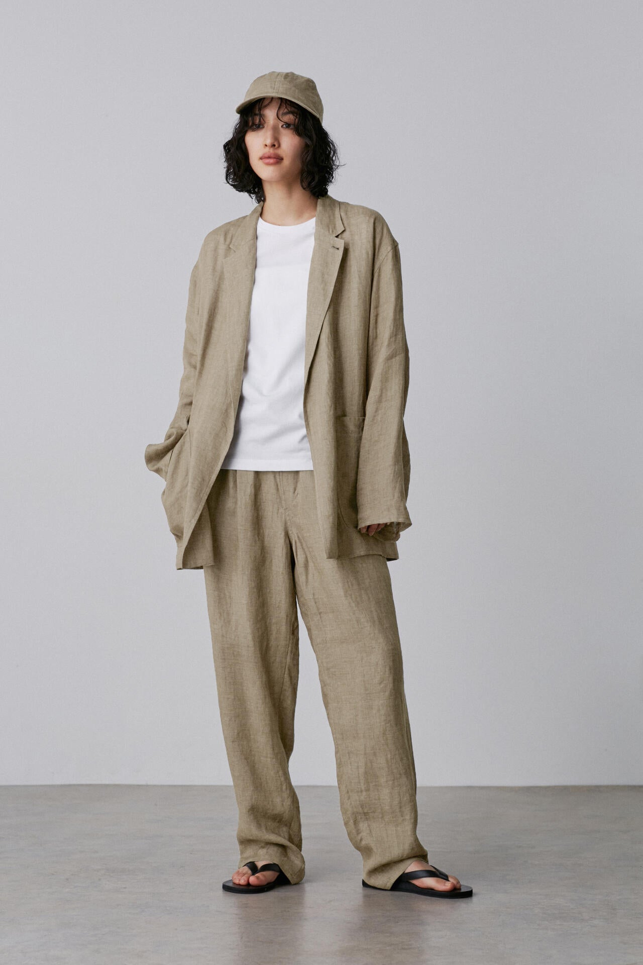 YLEVE / LINEN POPLIN TROUSERS